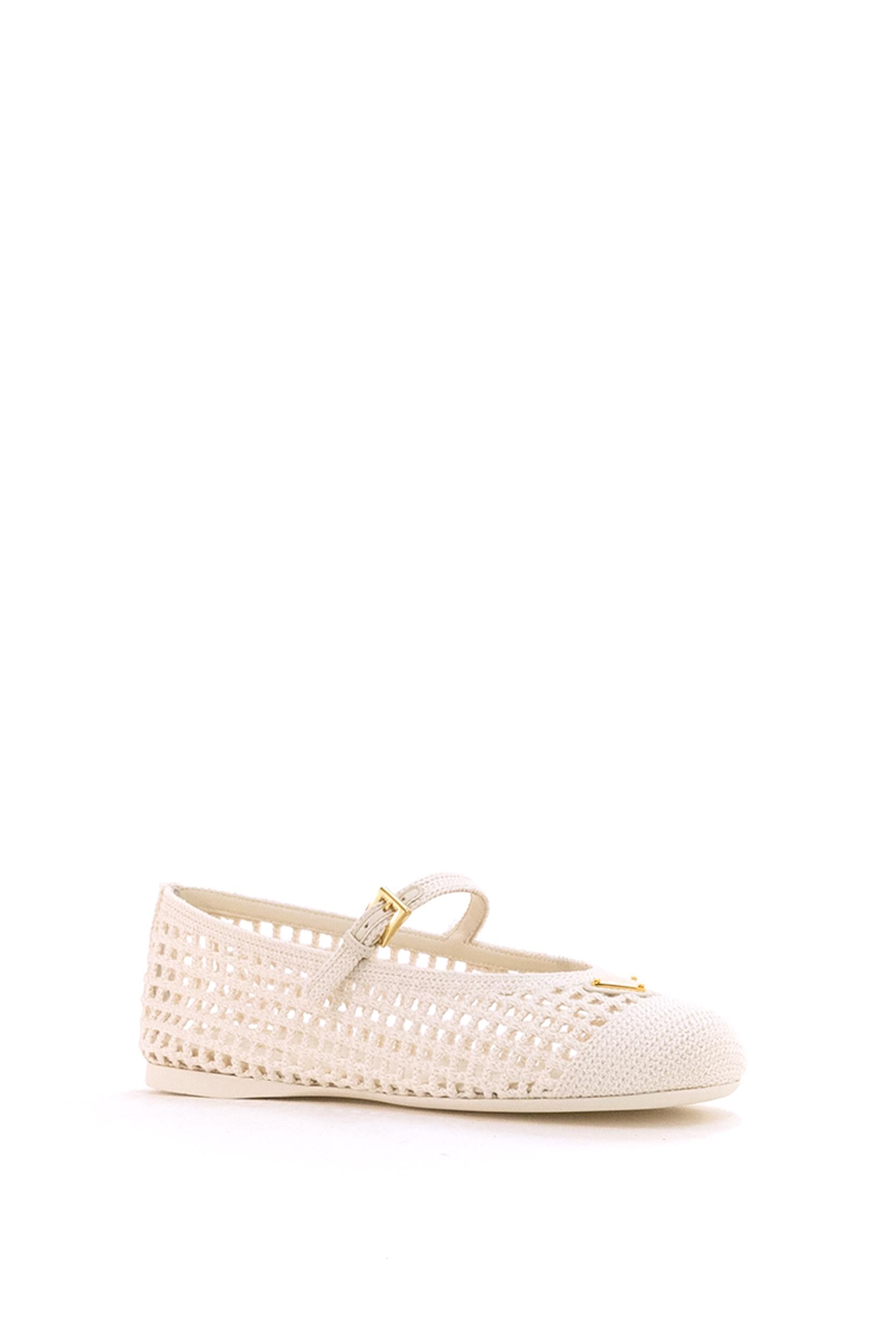 Ballerine in maglia crochet di colore avorio<BR/> 1F364O F 005 2F46 F0304 PRADA