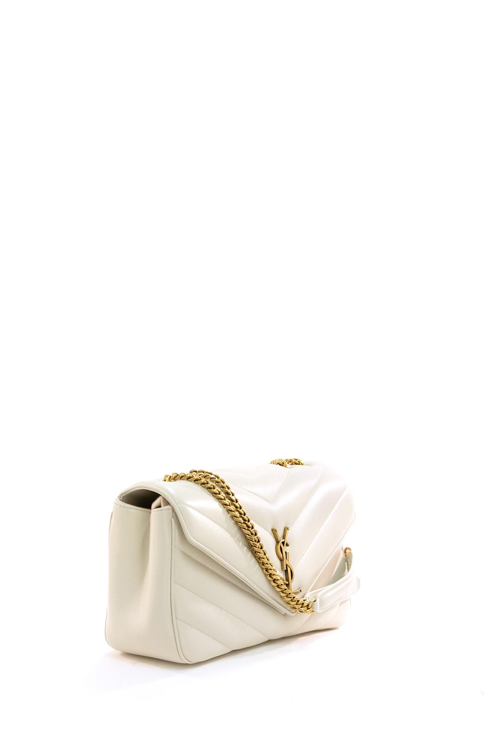 Borsa Loulou Media nappa matelassè logo oro 801439 AAEAX 9207 SAINT LAURENT