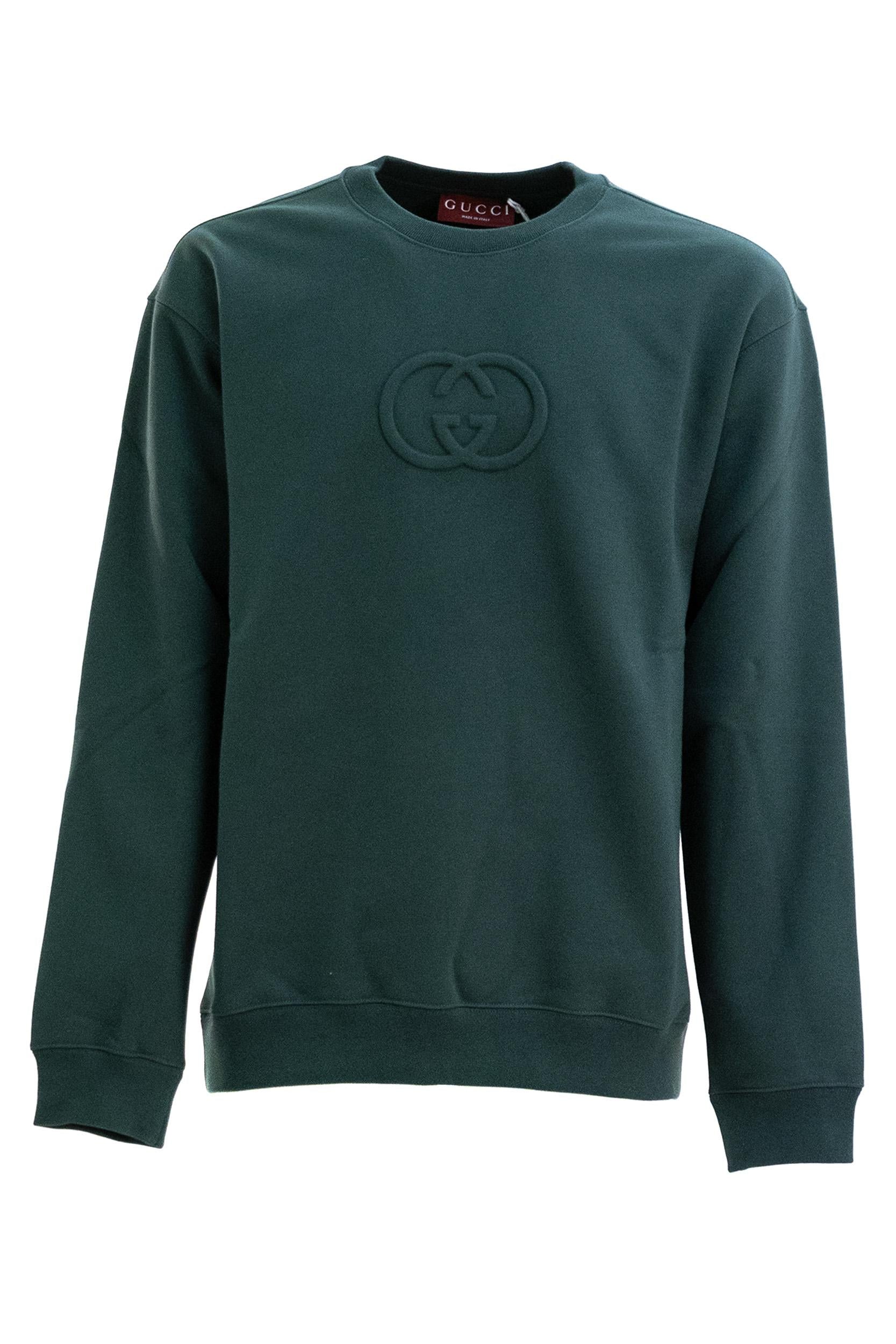 Felpa in jersey di cotone di colore verde<BR/> 848737 XJHKI 3348 GUCCI