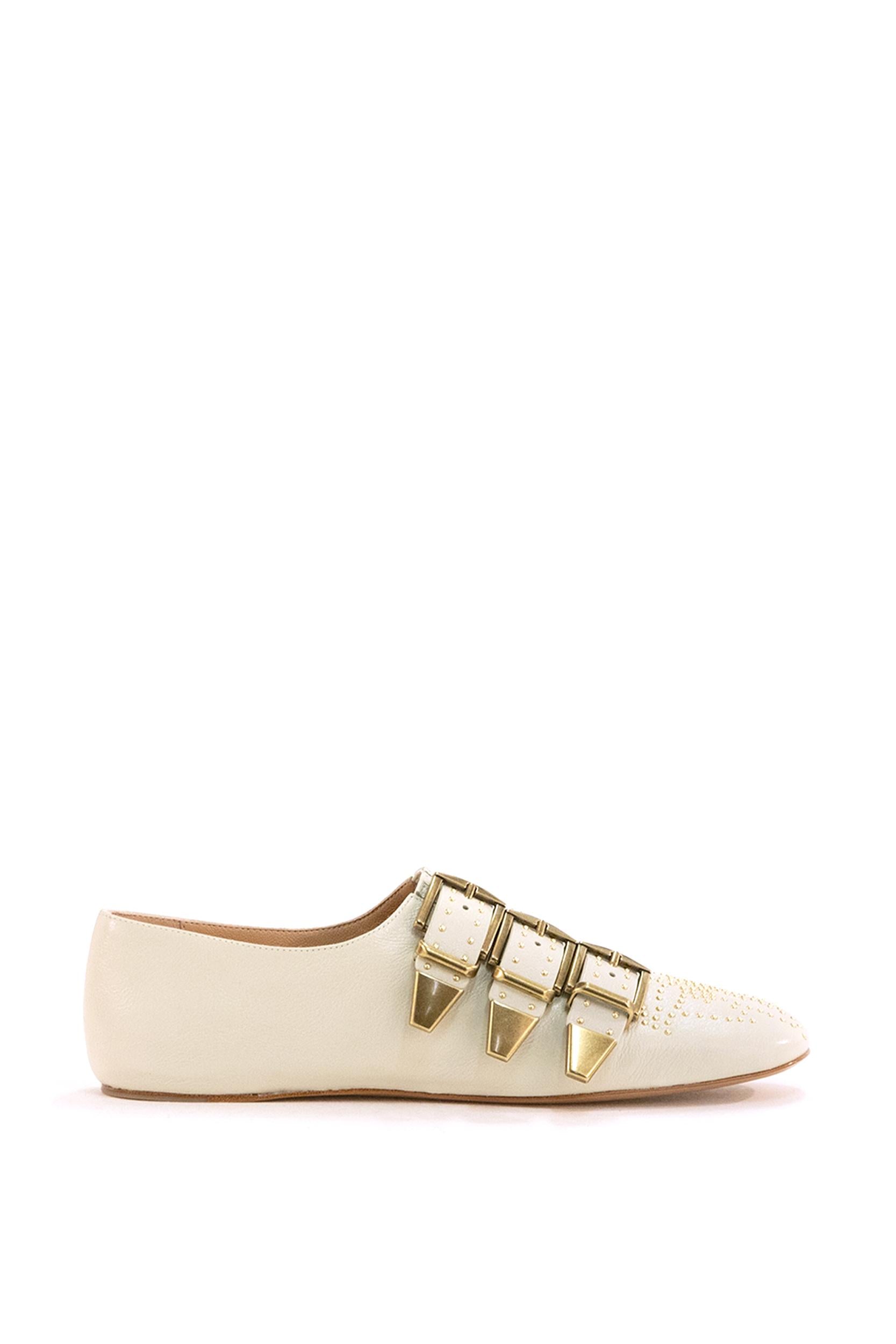 Scarpe Susanna in pelle di colore beige<BR/> 26S16YUR 122 CHLOE'