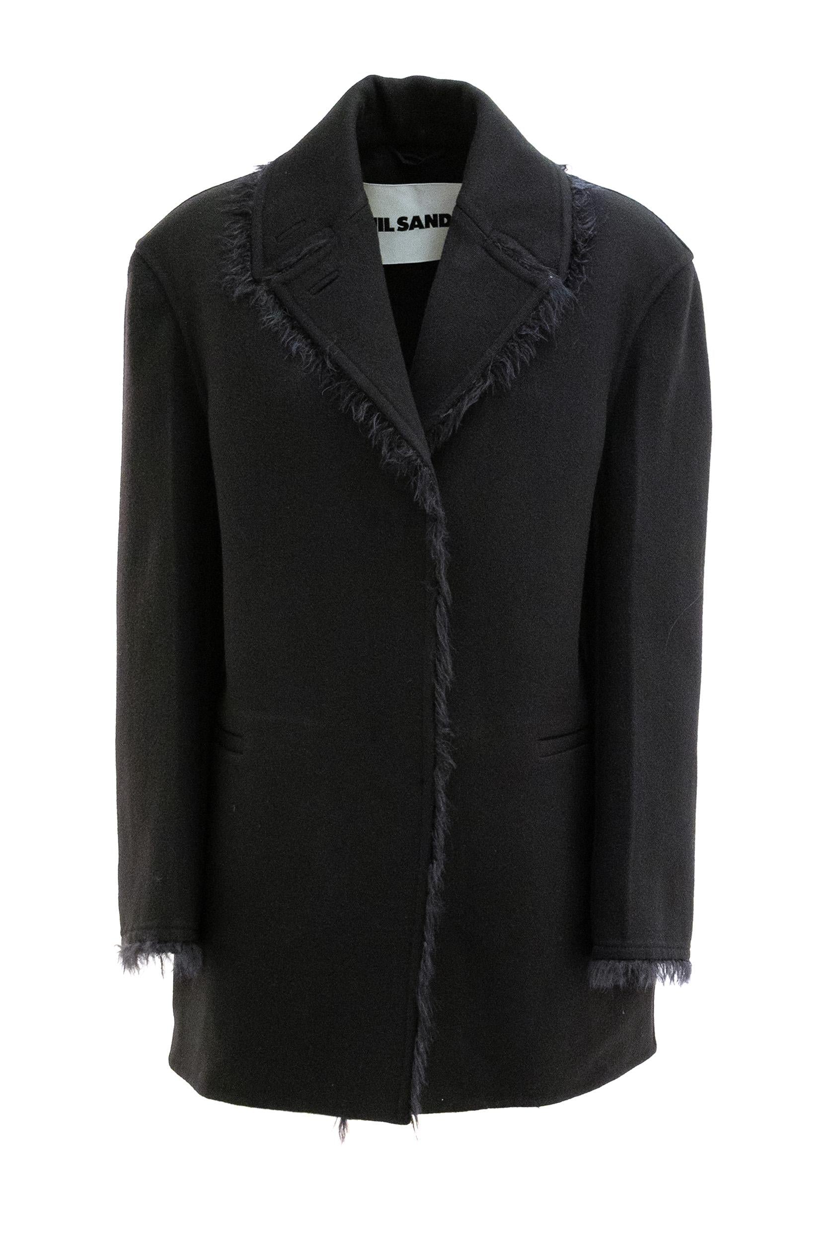 Giacca Caban in gabardine di lana di colore nero<BR/> J03AA0199 J40285 001 JIL SANDER