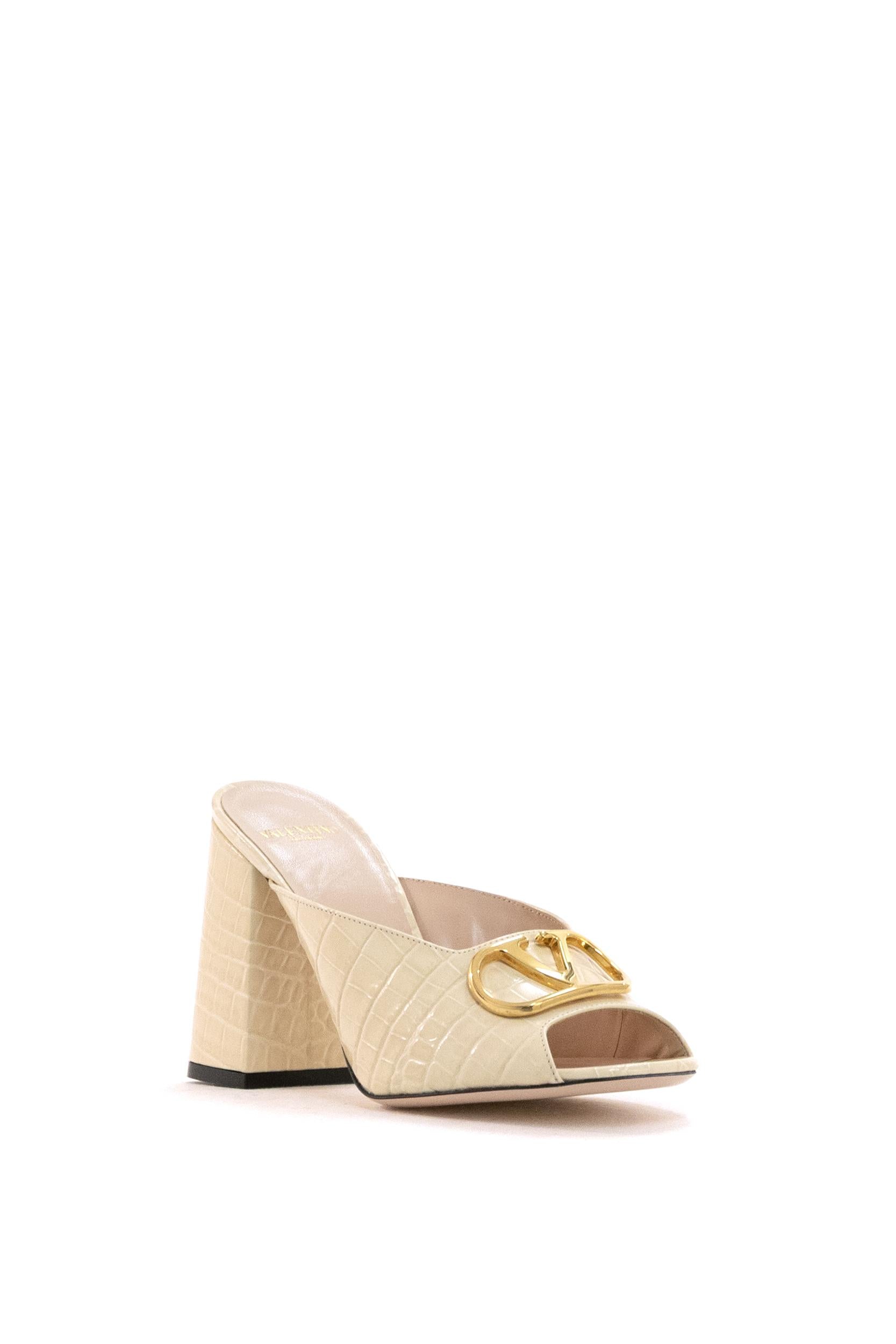 Sandali Slide Vlogo Signature in Vitello Stampato<BR/> 8W2S0NW6LUR REN VALENTINO GARAVANI