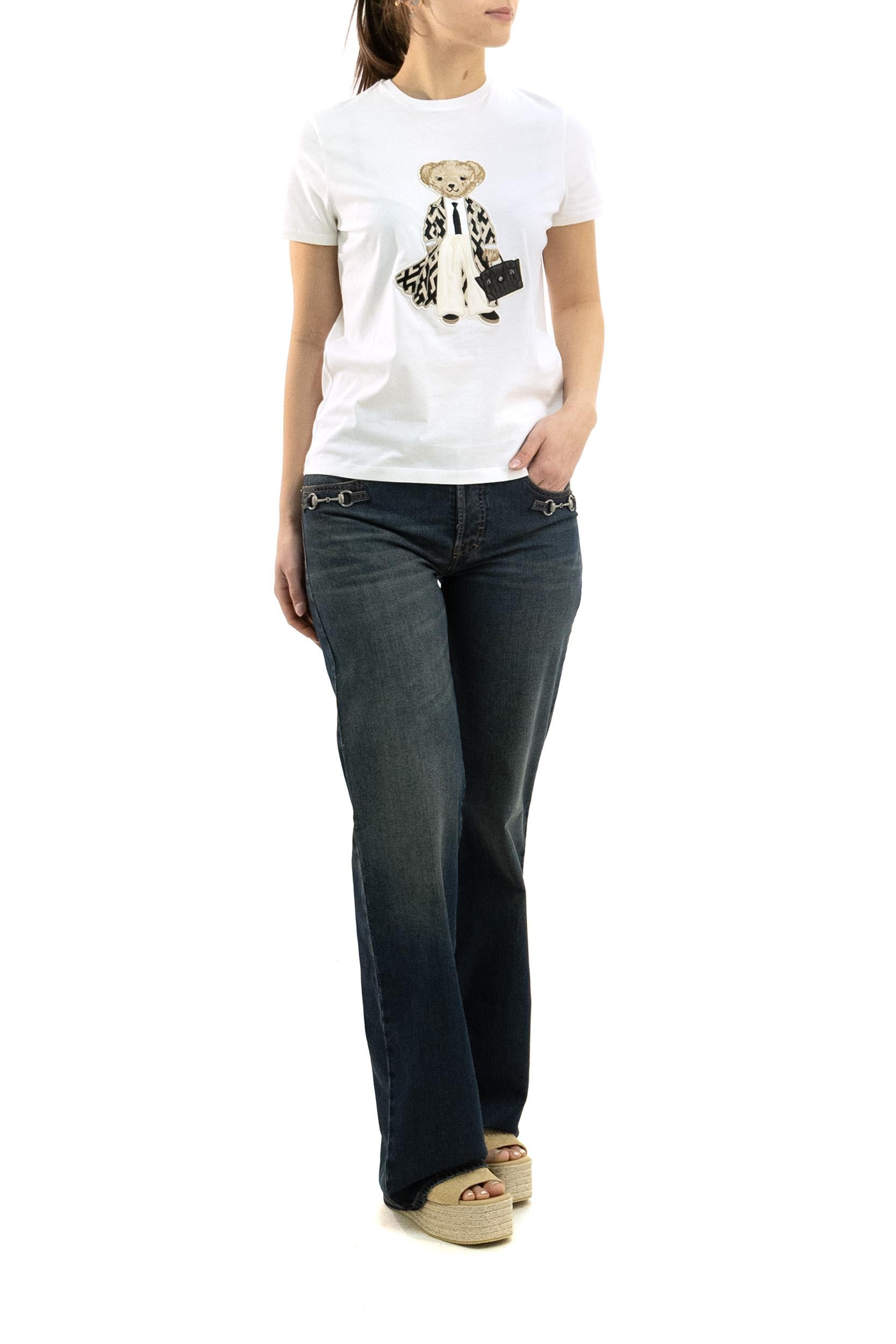 Maglietta Polo Bear in Cotone<BR/> 290P14924001 CREAM RALPH LAUREN
