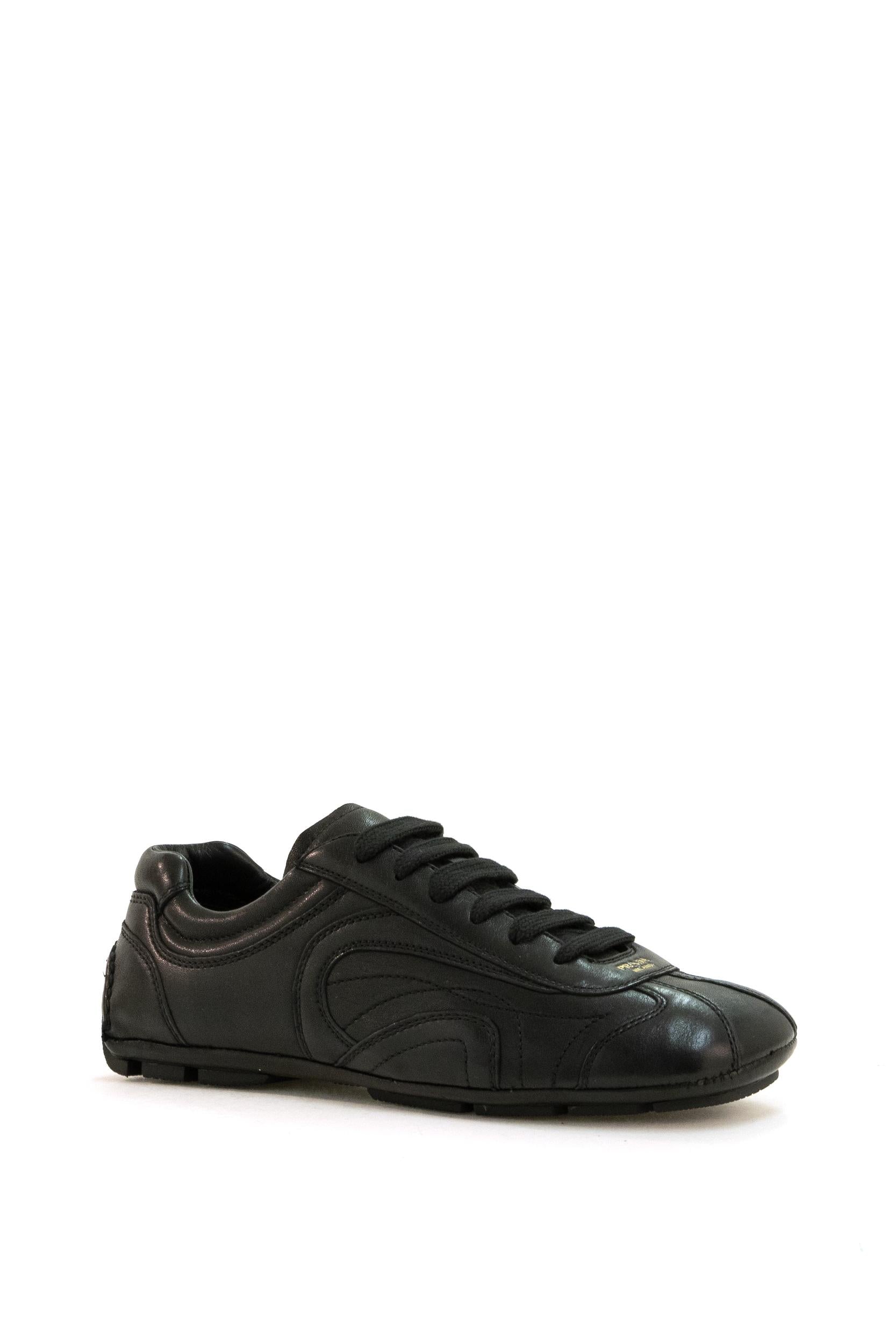 Sneakers Montecarlo Re-Edition 2005 in nappa di colore nero<BR/> 4E1165 F G001 EFX F0002 PRADA