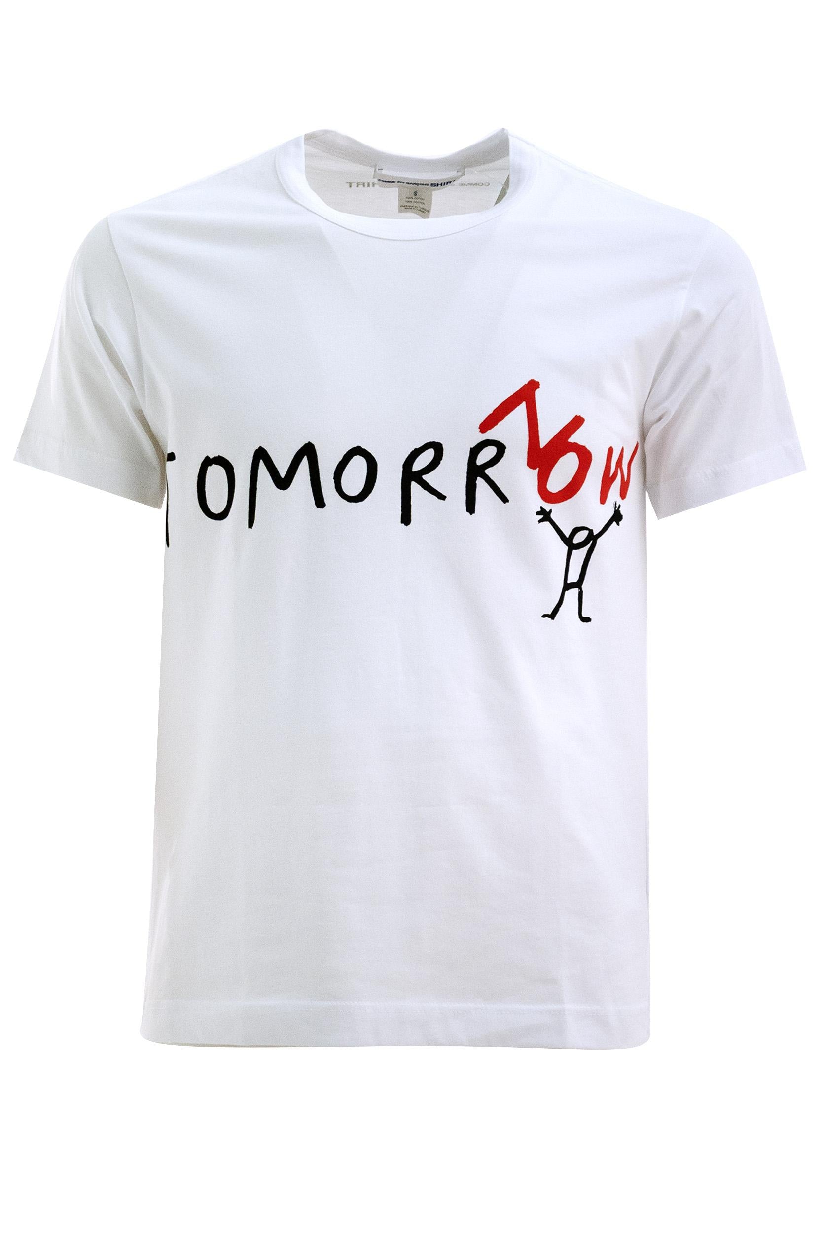 T-shirt in cotone di colore bianco <BR/> FQ-T032 1 CDG SHIRT