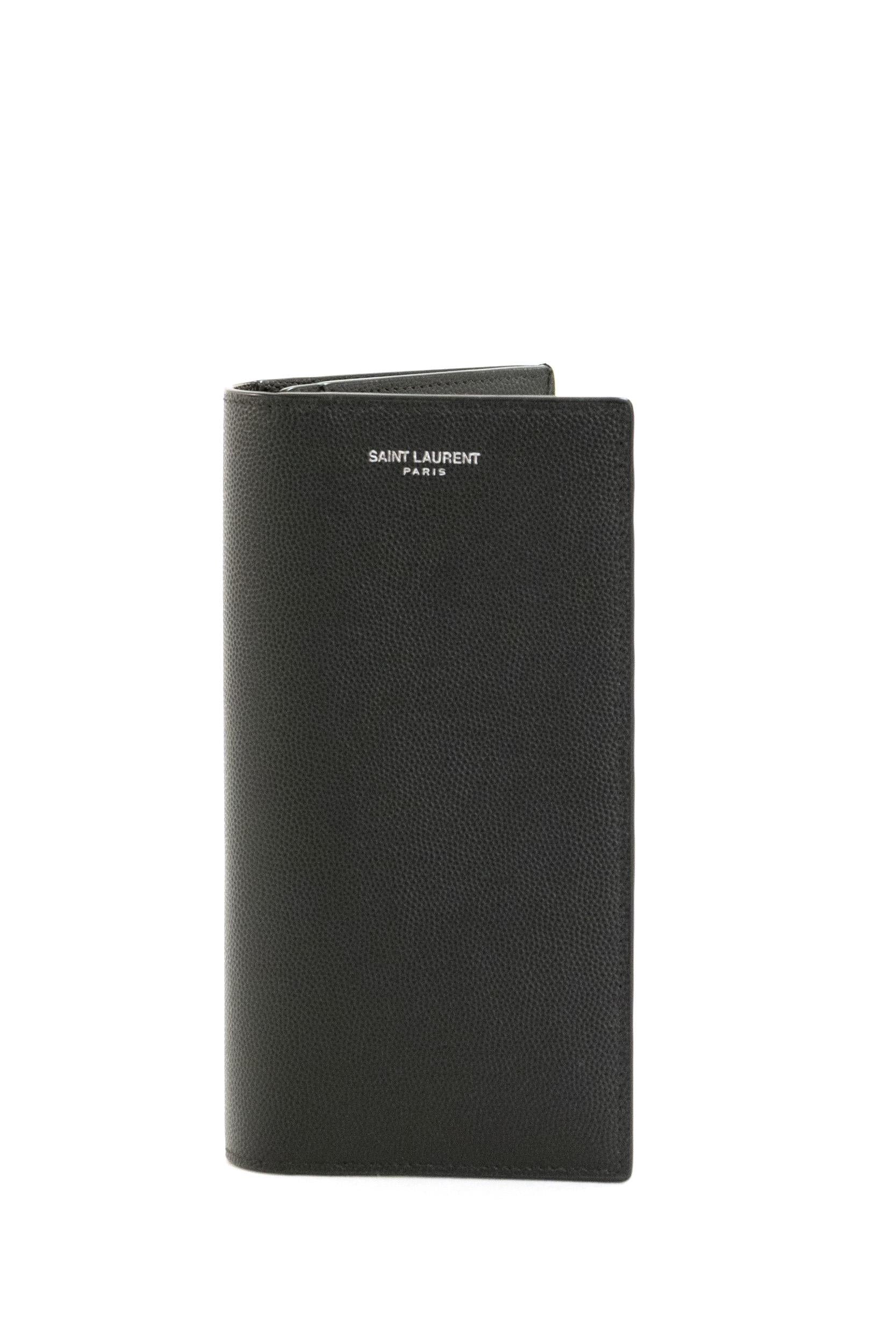 Portafoglio verticale in pelle Grain de Poudre color nero<BR/> 396308 BTY0N 1000 SAINT LAURENT
