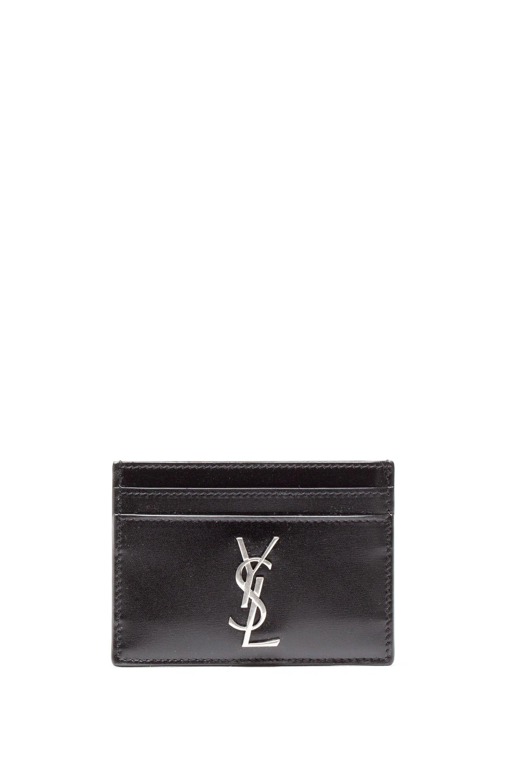 Portacarte Monogram pelle nera logo argento 485631 0SX0E 1000 SAINT LAURENT