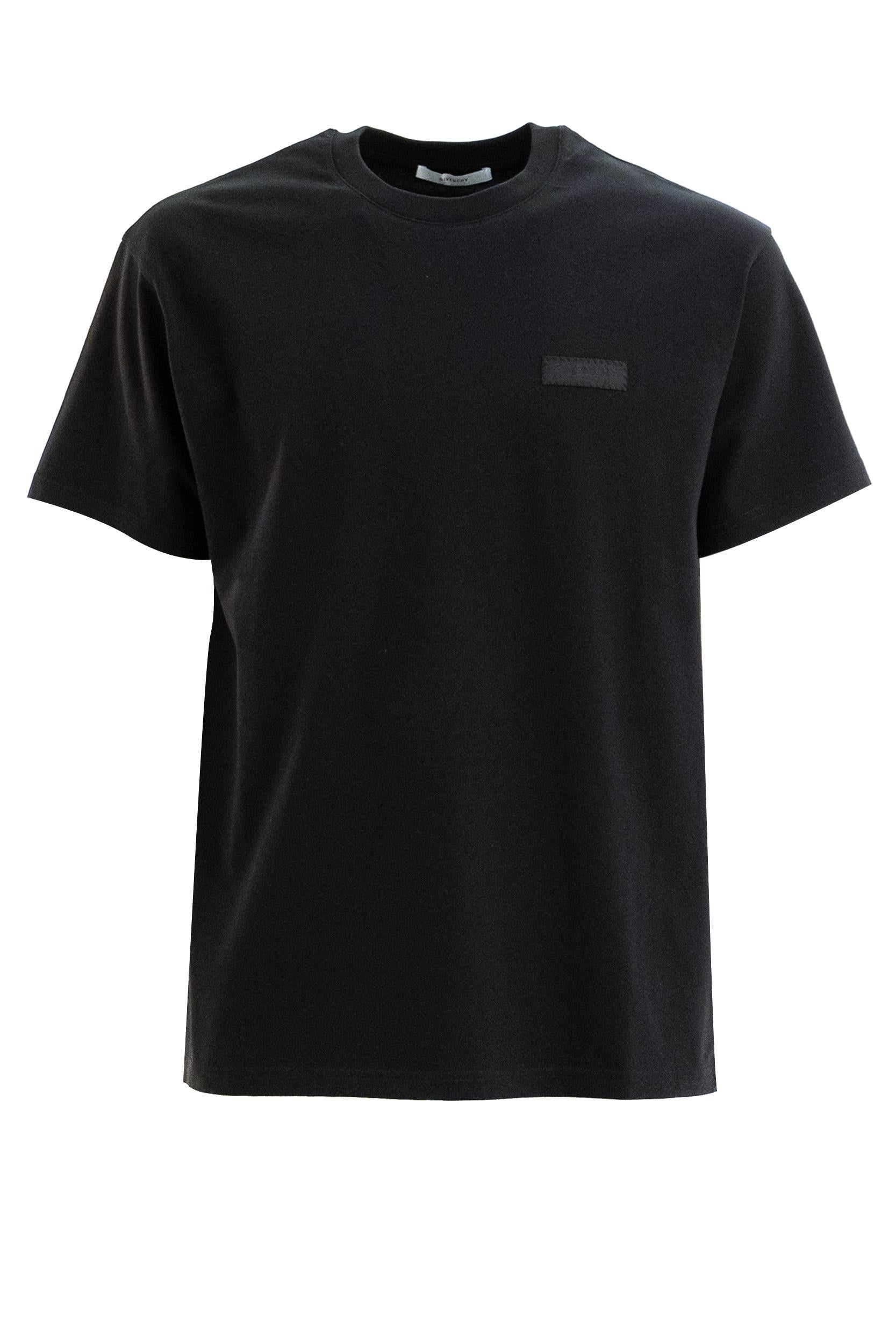 T-shirt in cotone di colore nero<BR/> BM71NK3YSJ 001 GIVENCHY