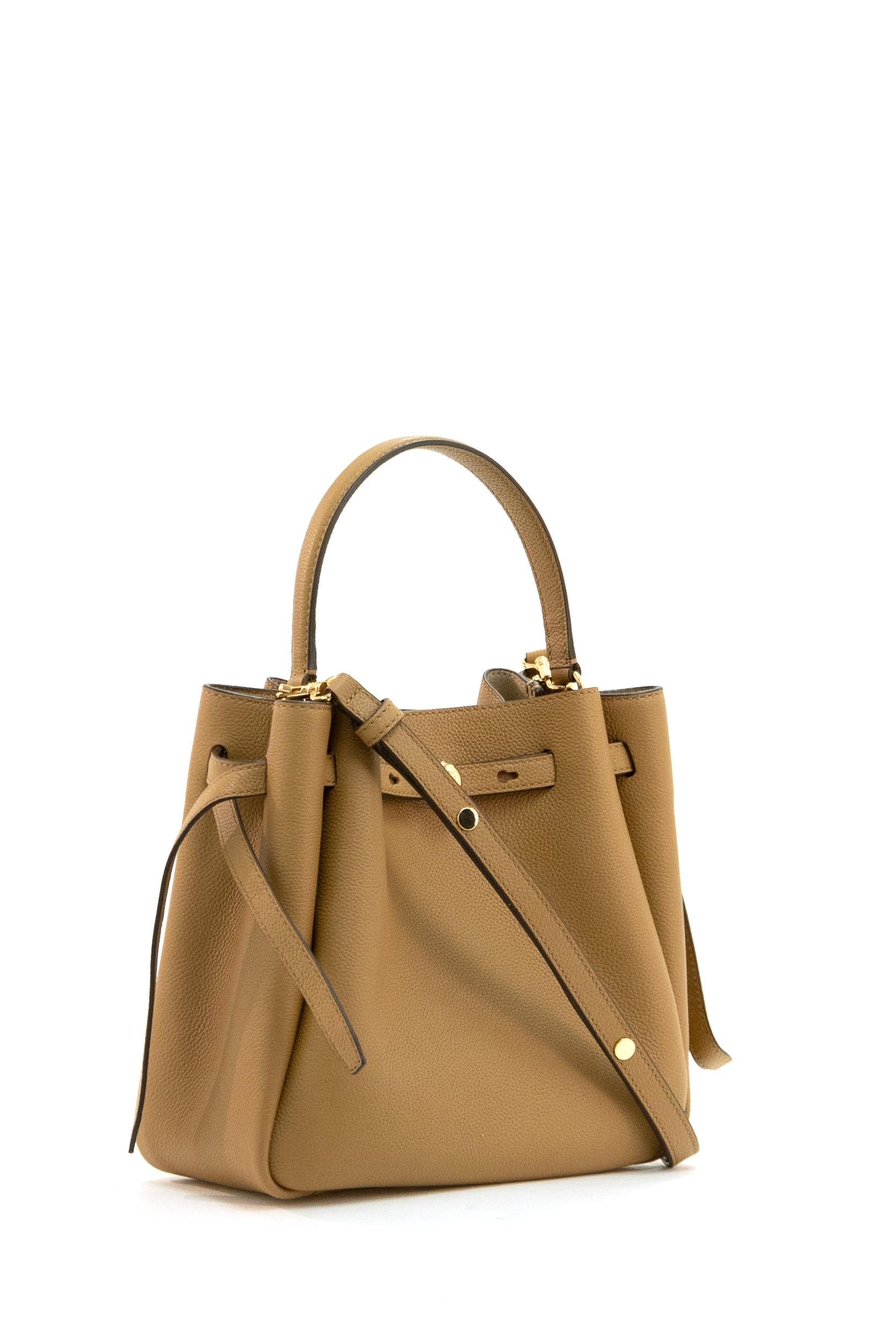 Borsa Romy in pelle martellata di colore marrone<BR/> 166982 227 TORY BURCH