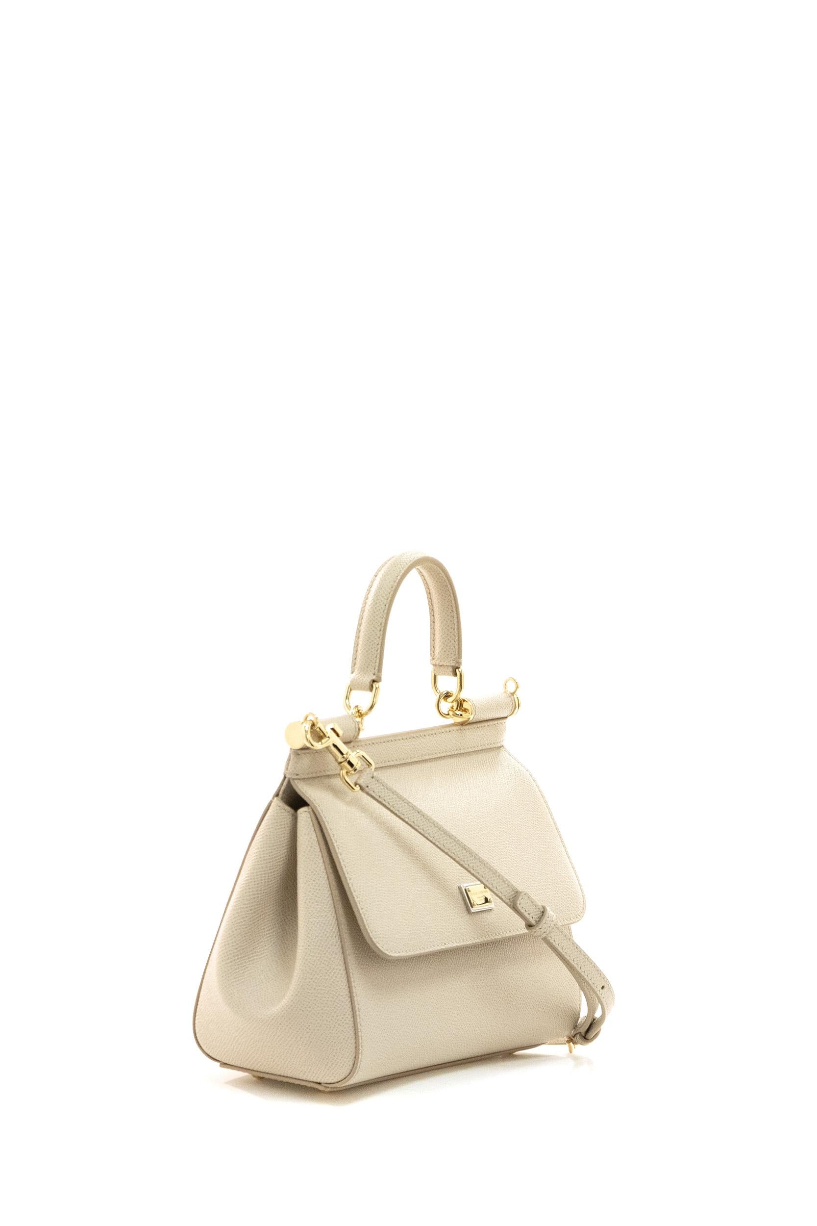 Borsa Sicily piccola in pelle Dauphine color rosa<BR/> BB6003 B1001 80414 DOLCE & GABBANA