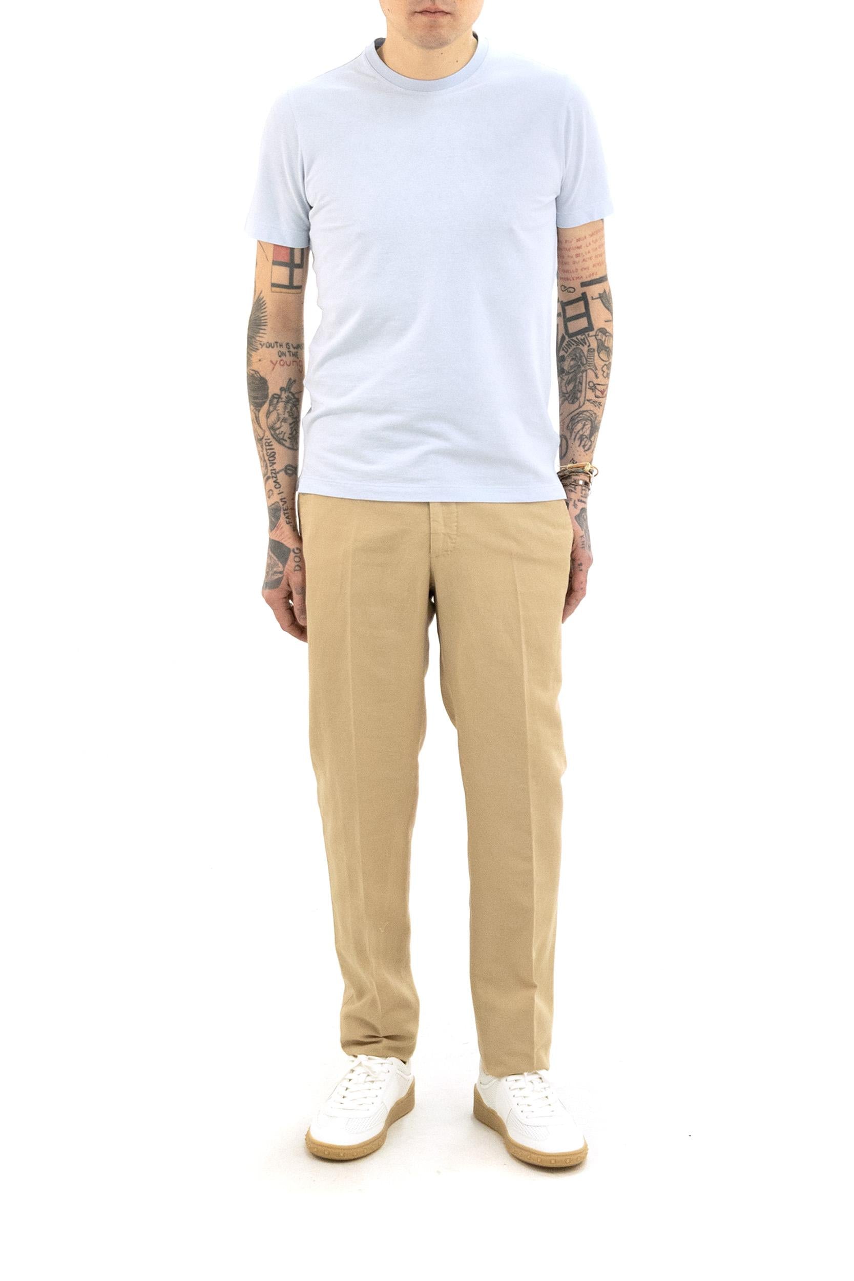 T-shirt in cotone di colore azzurro<BR/> 815214 ZG380 Z2399 ZANONE