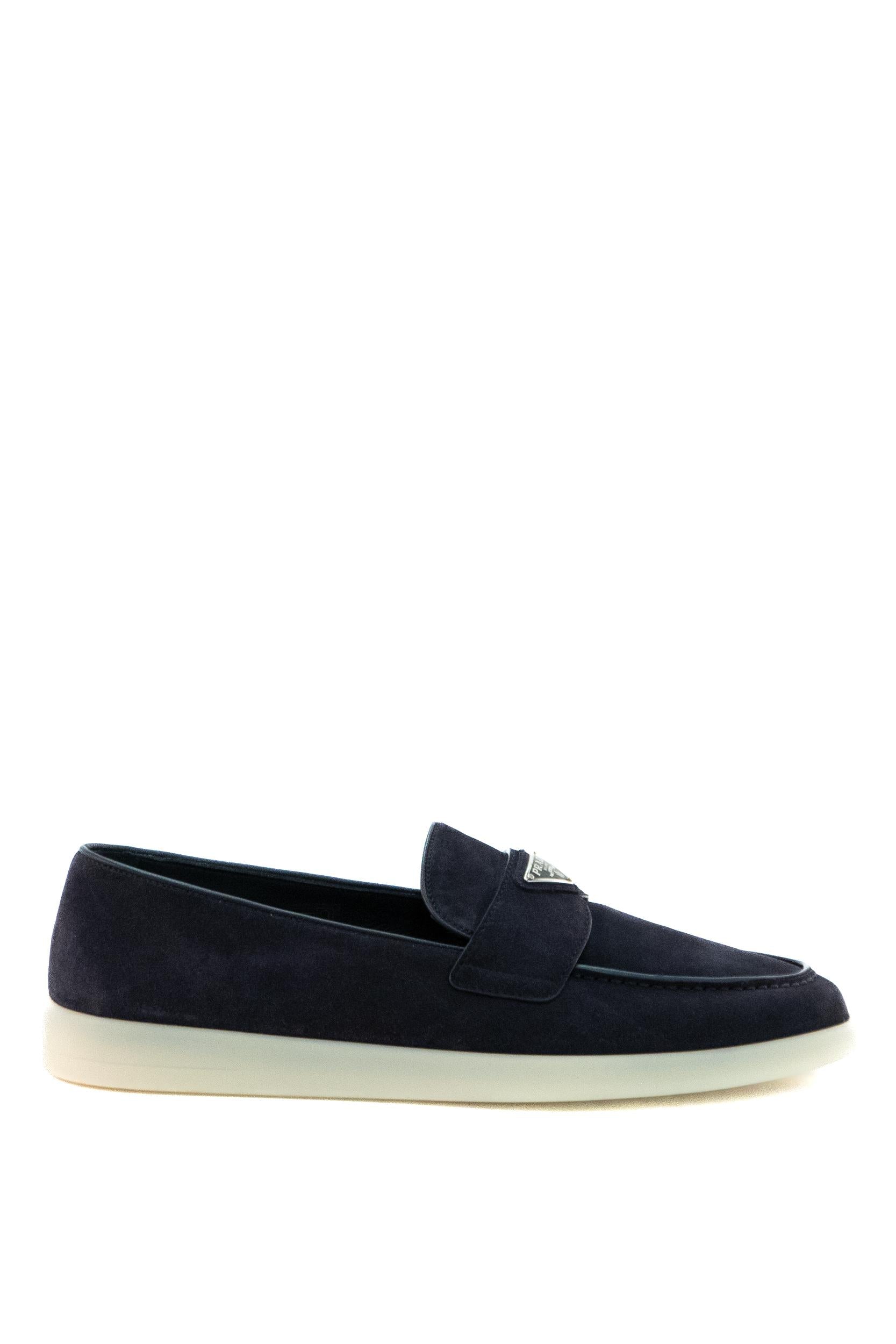 Mocassini in suede di colore blu<BR/> 2DG124 F G001 103 F0008 PRADA
