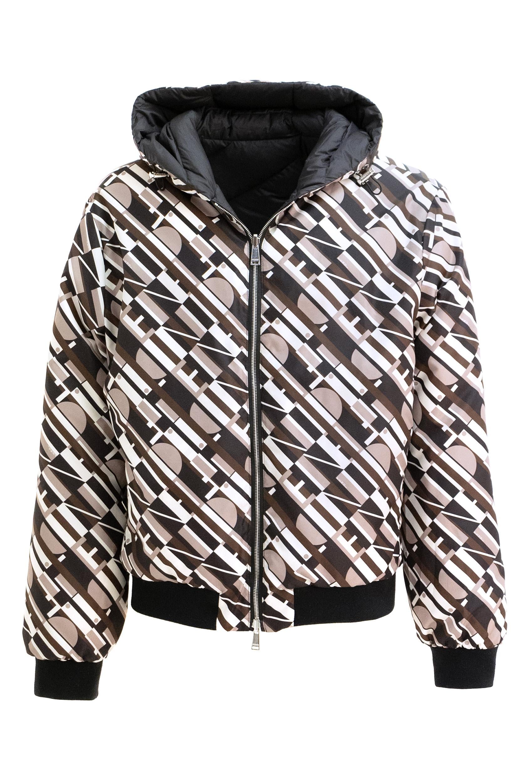 Piumino reversibile in nylon di colore nero<BR/> FAA969 AVIF F0GME FENDI