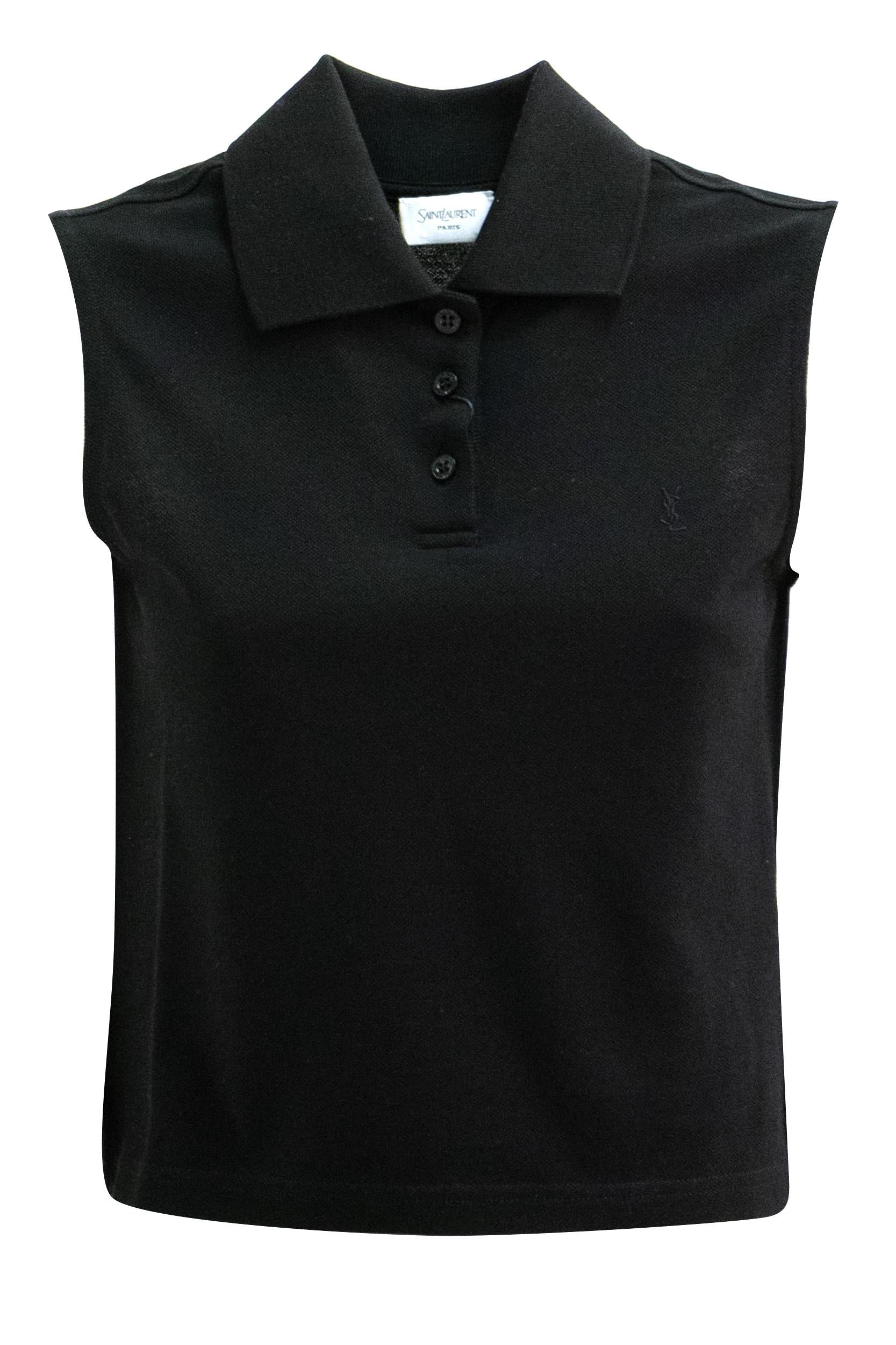 Polo in piqué di colore nero<BR/> 862601 Y37ZE 1000 SAINT LAURENT