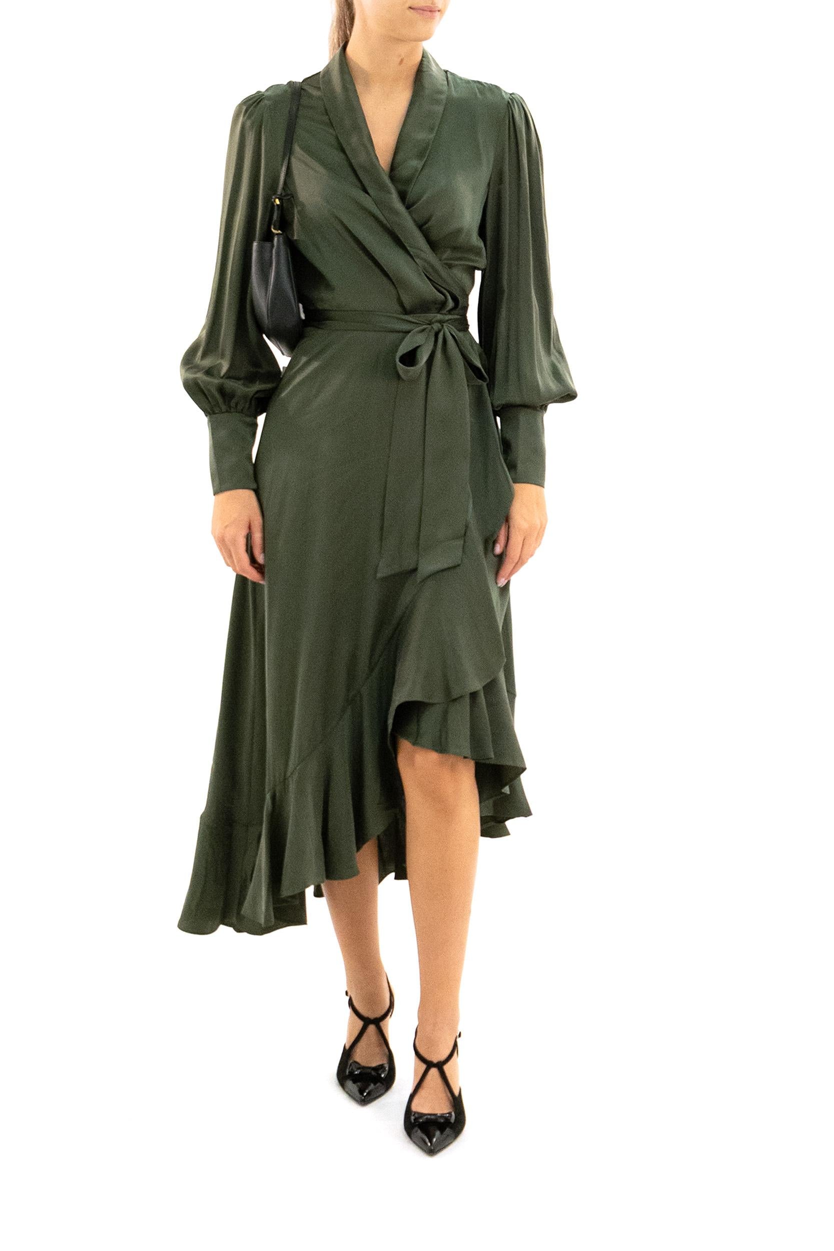 Abito a Portafoglio Seta Verde<BR/> 8066DF25R DARK GREEN ZIMMERMANN