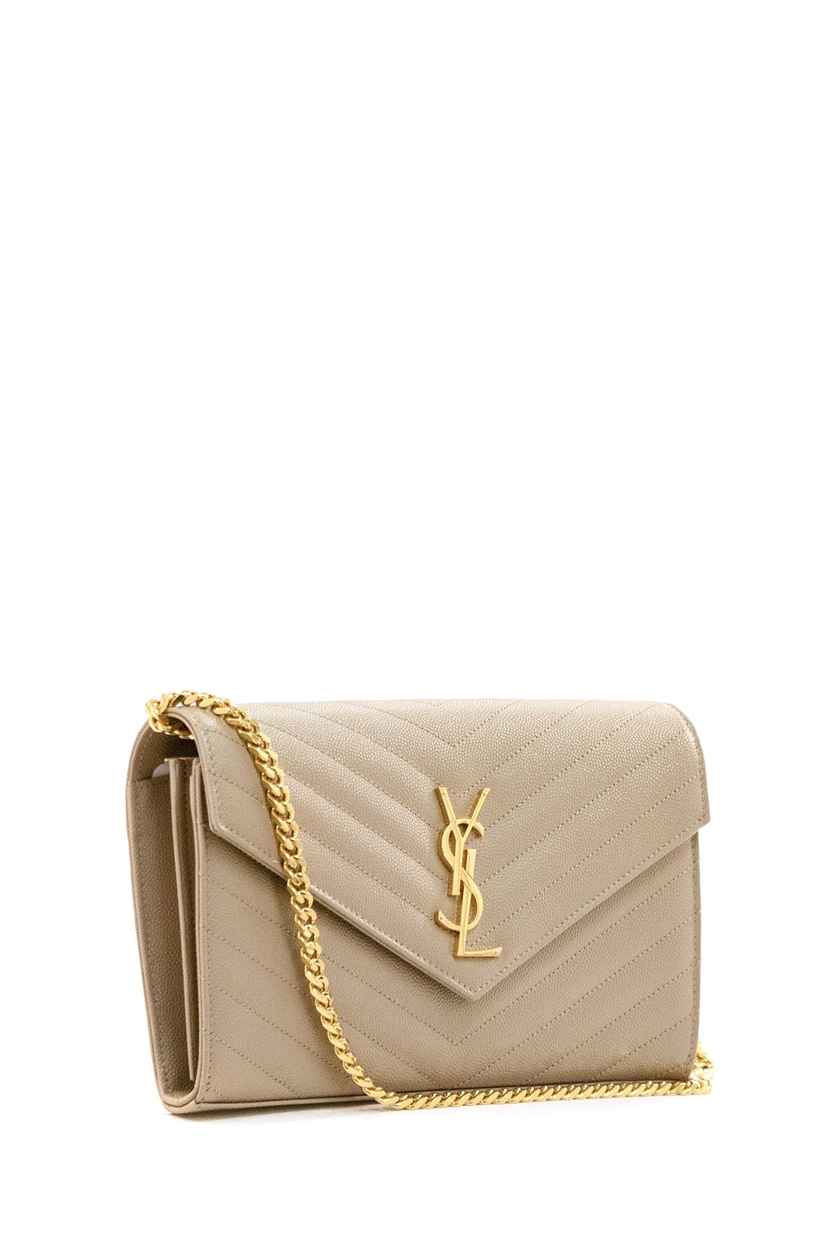 Pochette Cassandre in Pelle Grain de Poudre<BR/>colore beige 377828 BOW01 2721 SAINT LAURENT