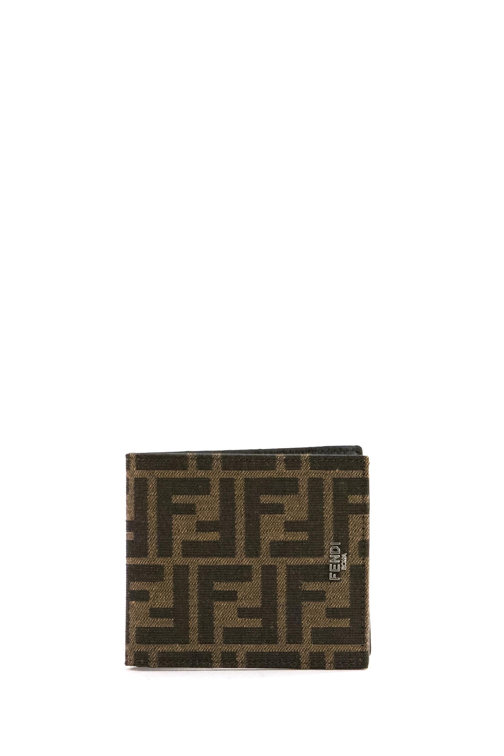 Portafoglio in tessuto FF color marrone<BR/> 7M0169 ALWK F0L3T FENDI