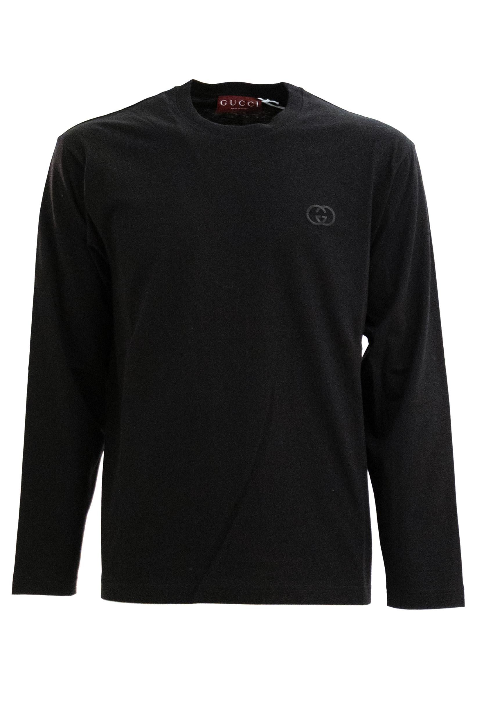 T-shirt in jersey di cotone di colore nero<BR/> 815127 XJHKE 1043 GUCCI