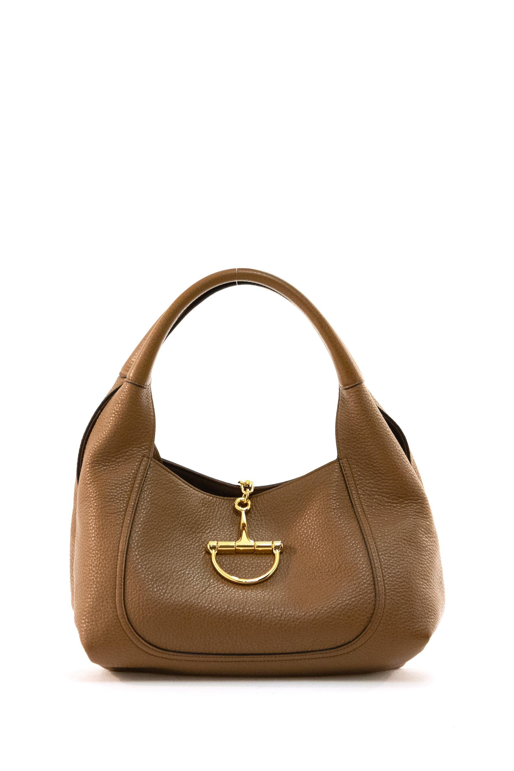 Borsa a spalla Gucci Softbit in pelle martellata di colore cammello<BR/> 858297 AAEAO 2718 GUCCI