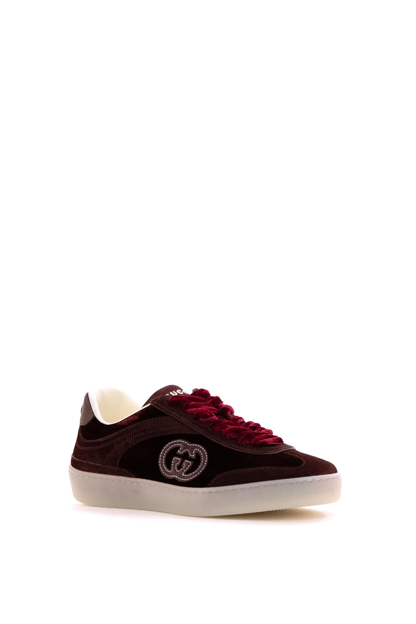 Sneakers G75 in velluto bordeaux<BR/> 812656 AAE4N 5031 GUCCI