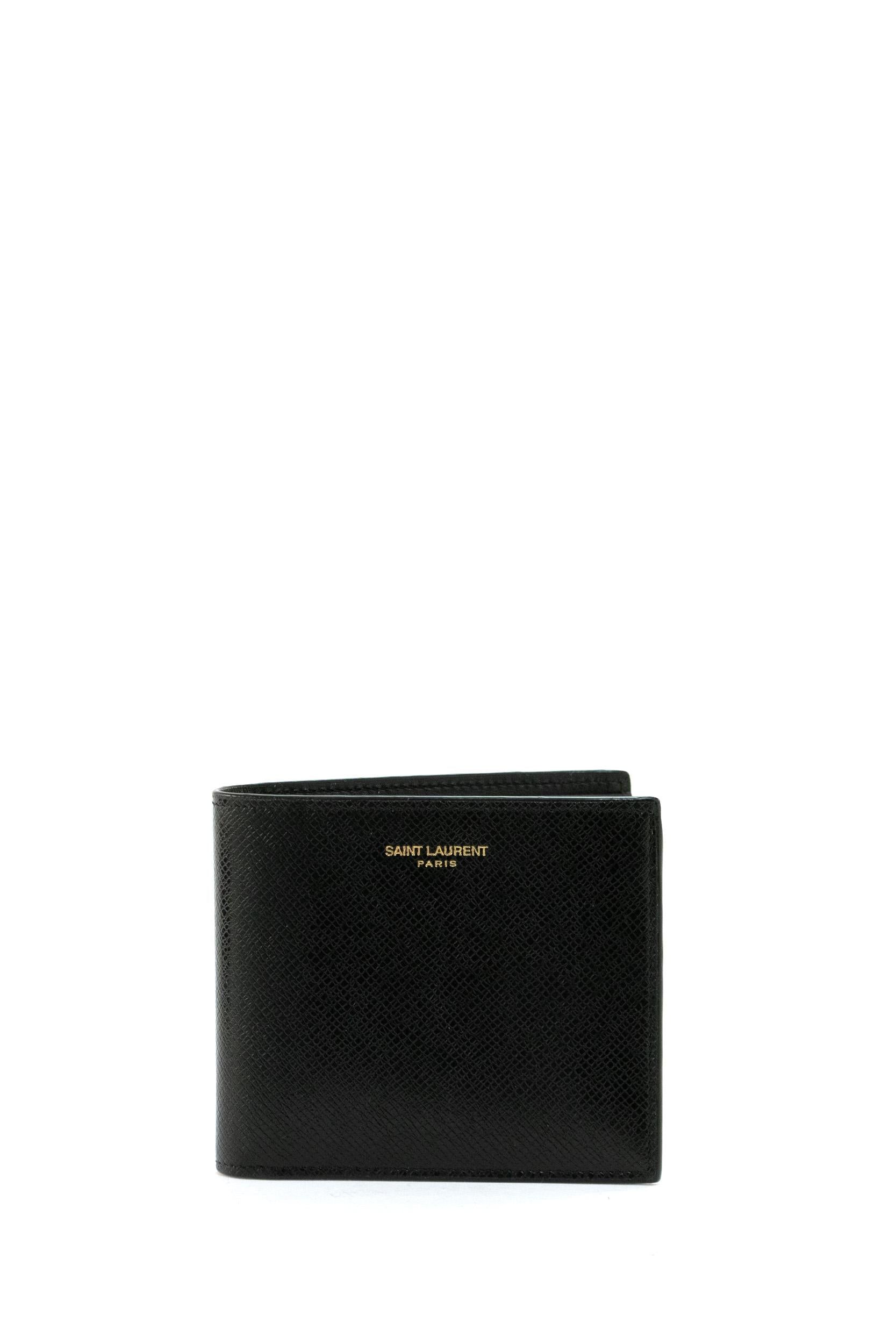 Portafogli Portafogli in pelle con logo goffrato sul davanti<BR/> 396307 H3Z2W 1000 SAINT LAURENT
