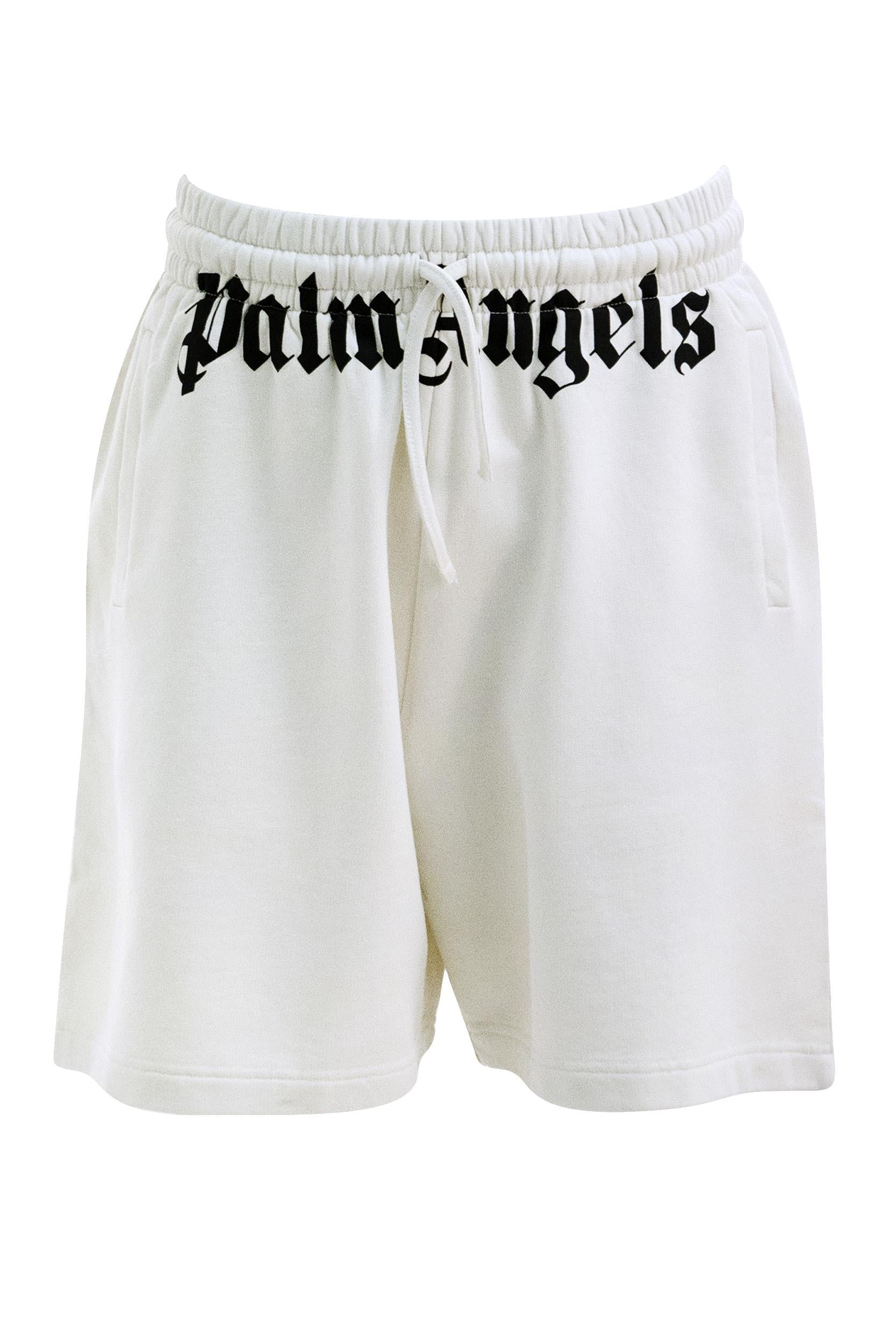 Shorts in cotone di colore bianco<BR/> PMCI019S26FLE001 0310 PALM ANGELS