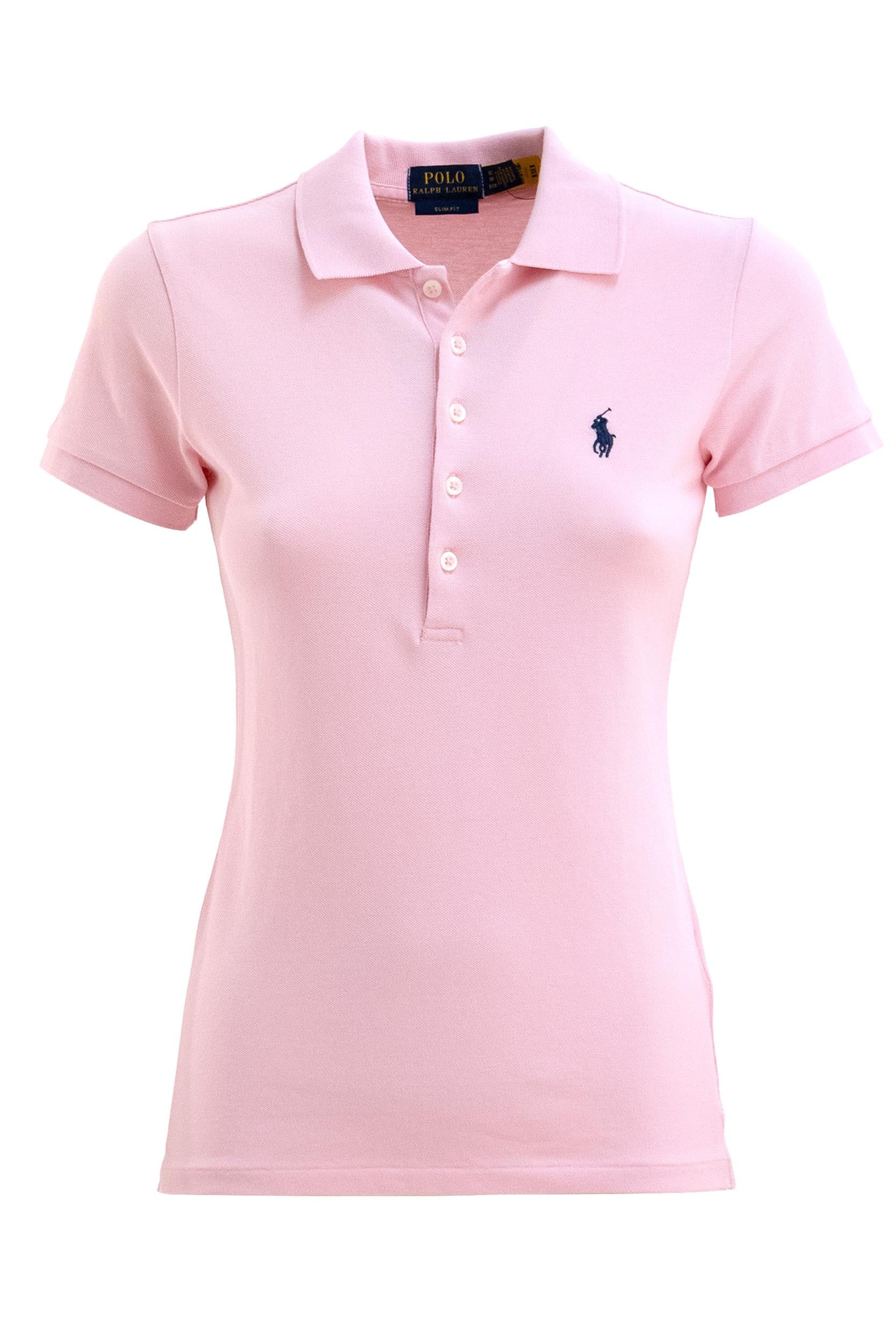 Polo in cotone stretch color rosa<BR/> 211870245003 PINK POLO RALPH LAUREN