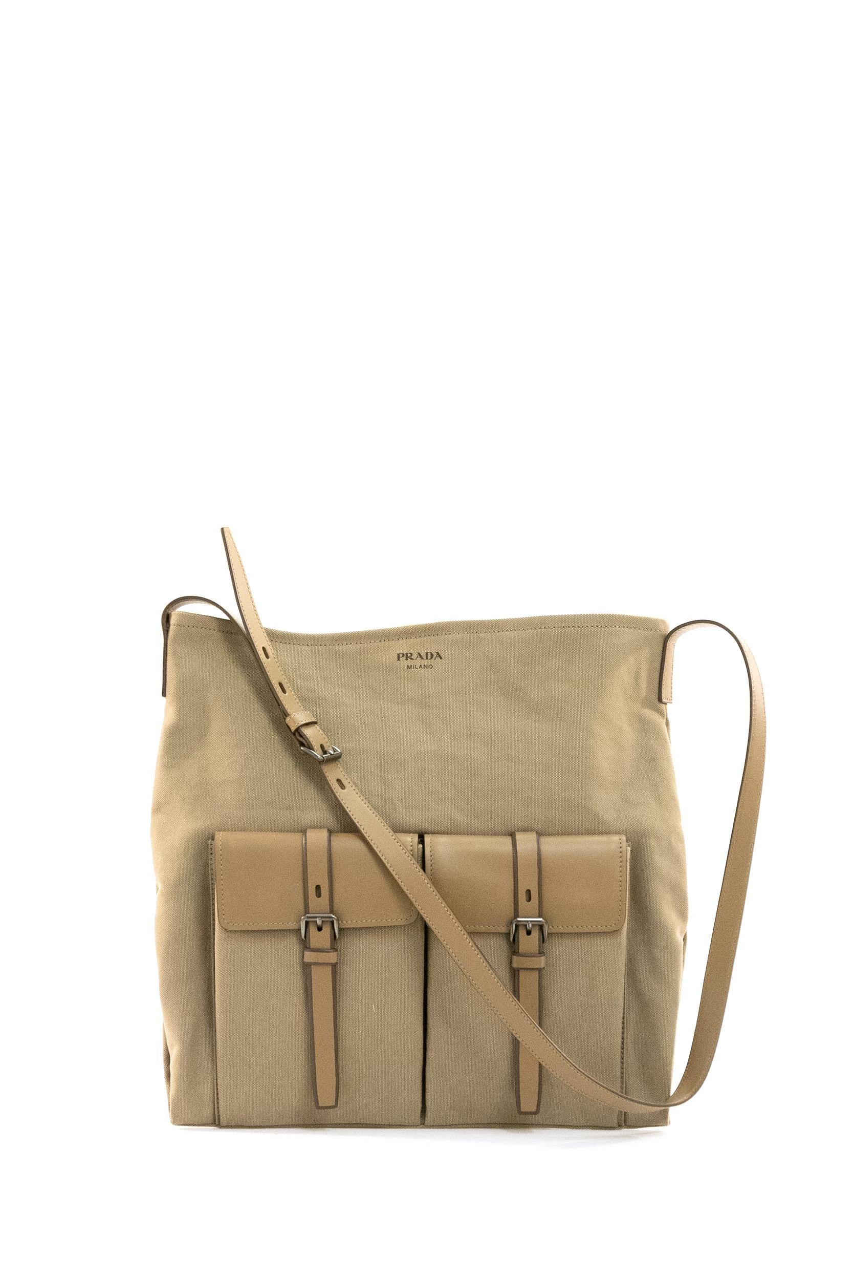 Borsa Prada Route in canvas color kaki<BR/> 2VH207 2G6S F0241 PRADA