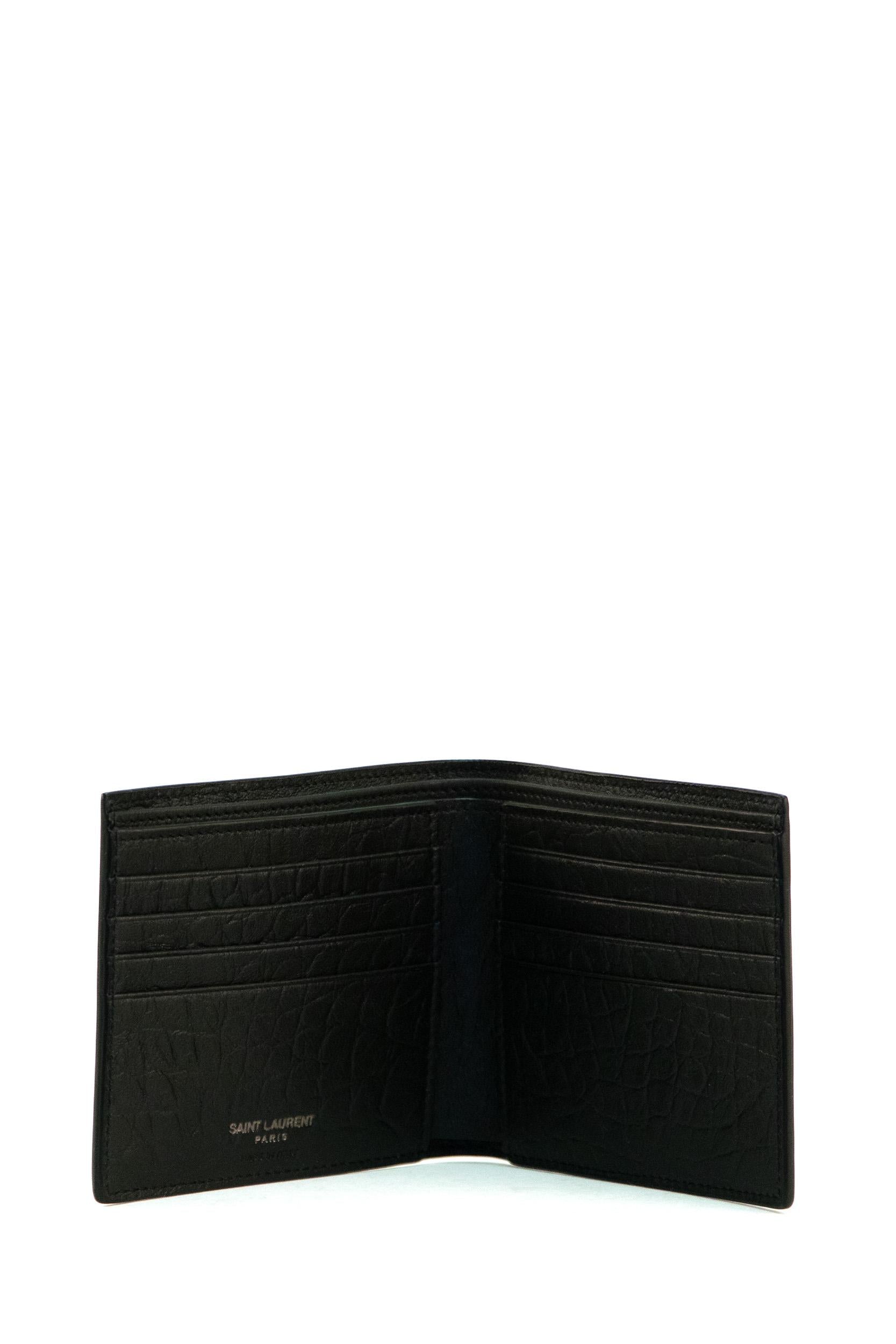 Portafoglio Cassandre in pelle stampata coccodrillo<BR/> 453276 C9H0U 1000 SAINT LAURENT