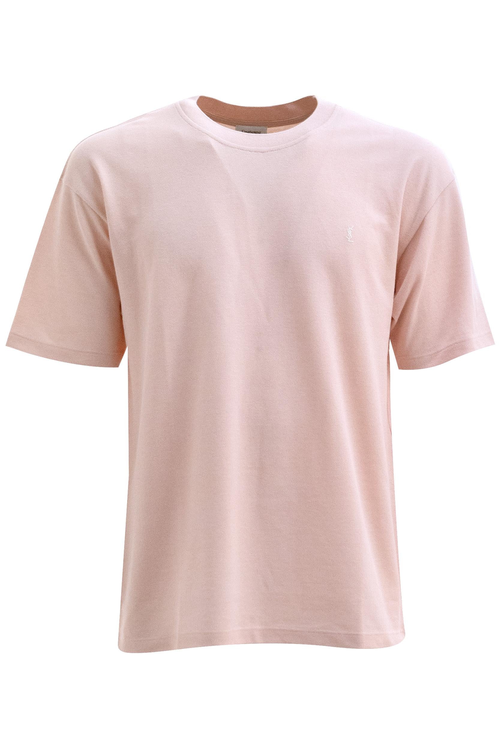 T-shirt in piqué di colore rosa <BR/> 832941 Y37HC 5631 SAINT LAURENT