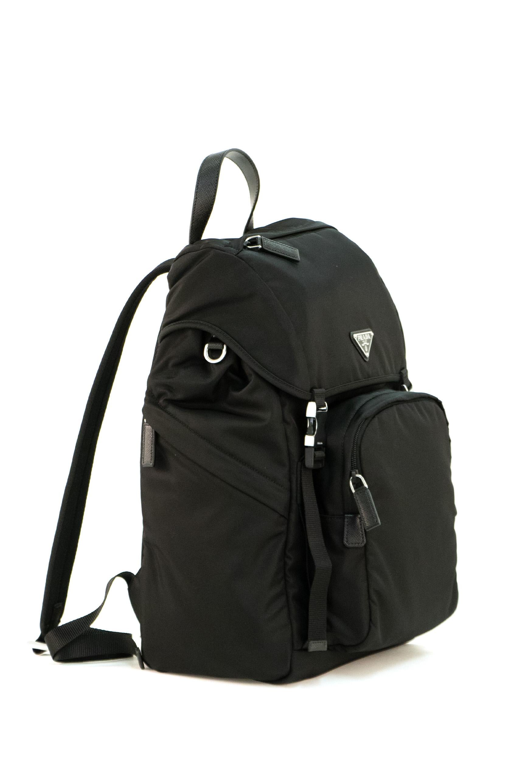 Zaino in re-nylon e pelle Saffiano colore nero 2VZ135 V HOL 2DMG F0002 PRADA