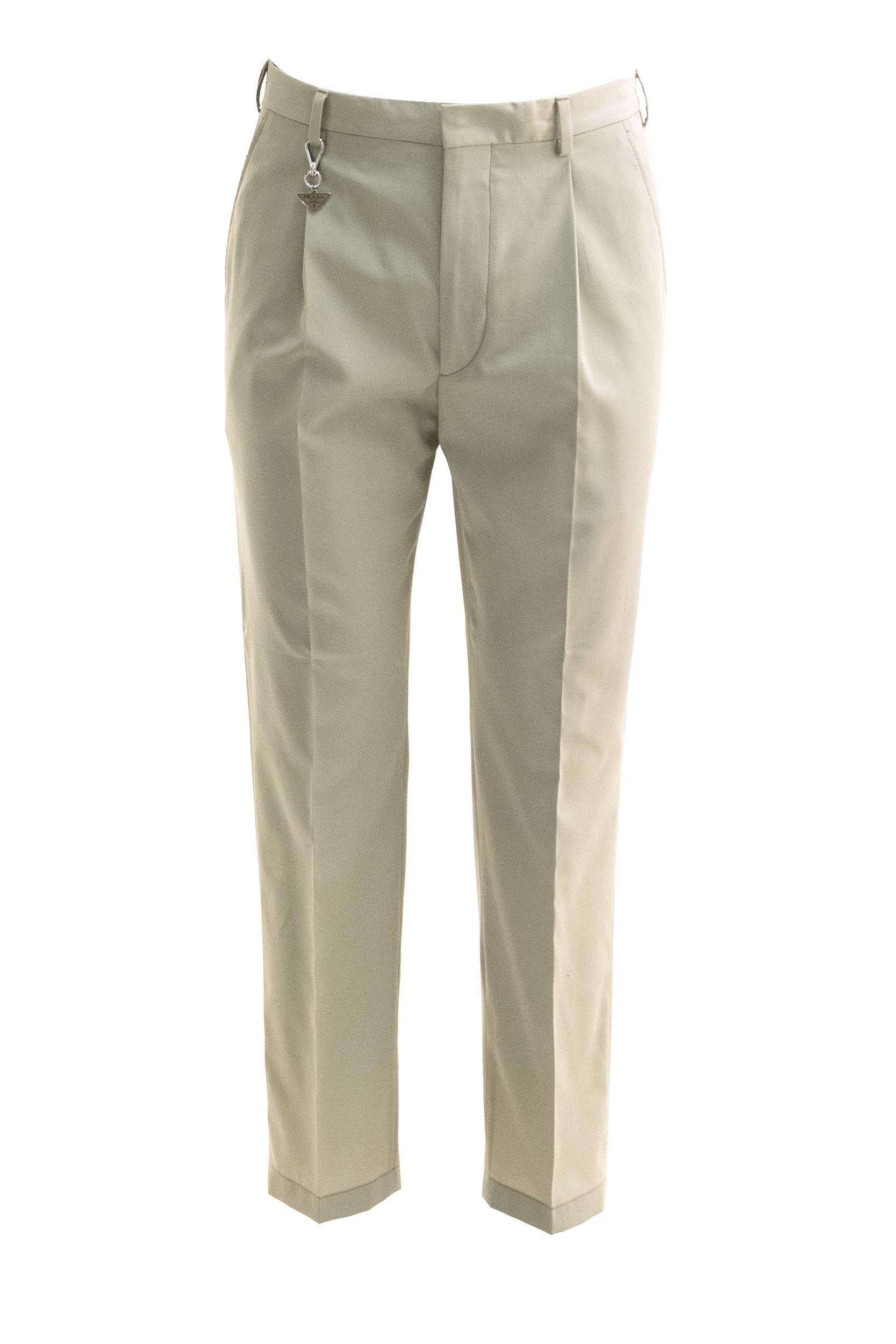 Pantaloni in cotone di colore beige<BR/> UP0419 S OOO 19AM F0036 PRADA