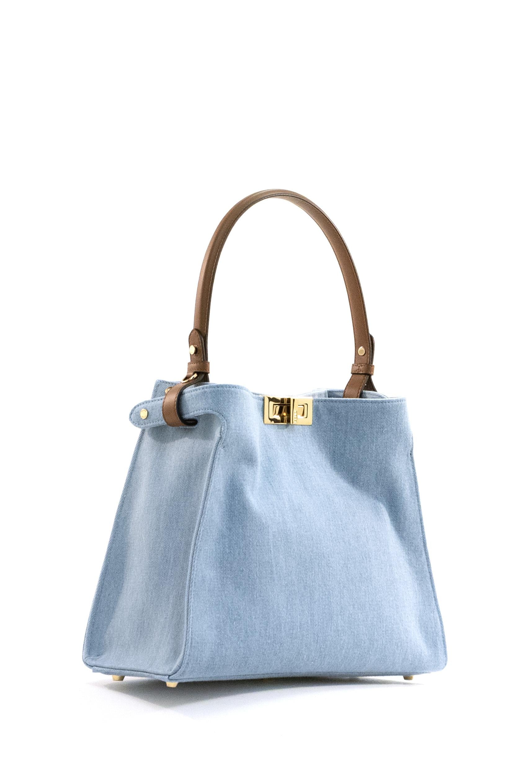 Borsa Fendi Way in denim color blu chiaro<BR/> 8BN368 AY6P F1WM6 FENDI