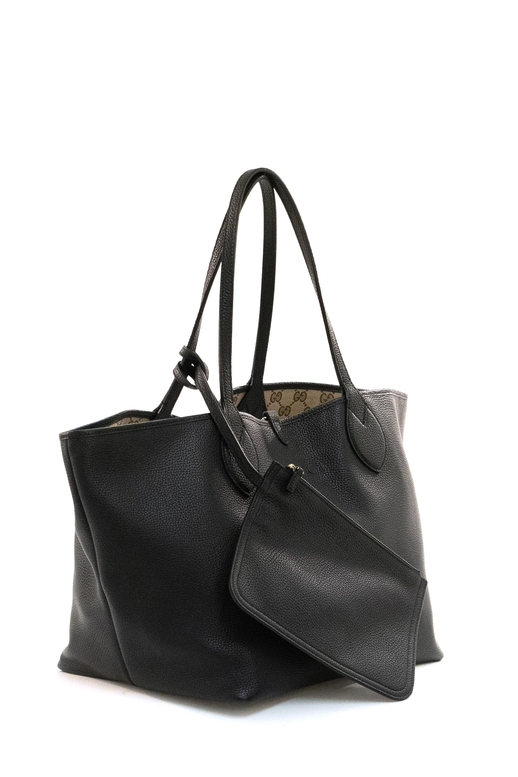 Borsa shopping reversibile in pelle martellata color nero 839112 AAFEQ 1069 GUCCI