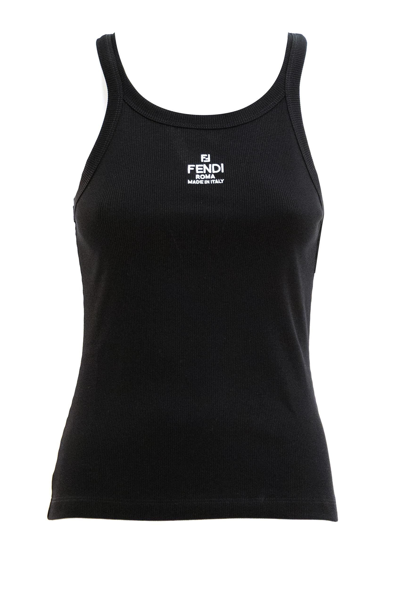 Top smanicato in cotone di colore nero<BR/> FS7966 ANQM F0GME FENDI