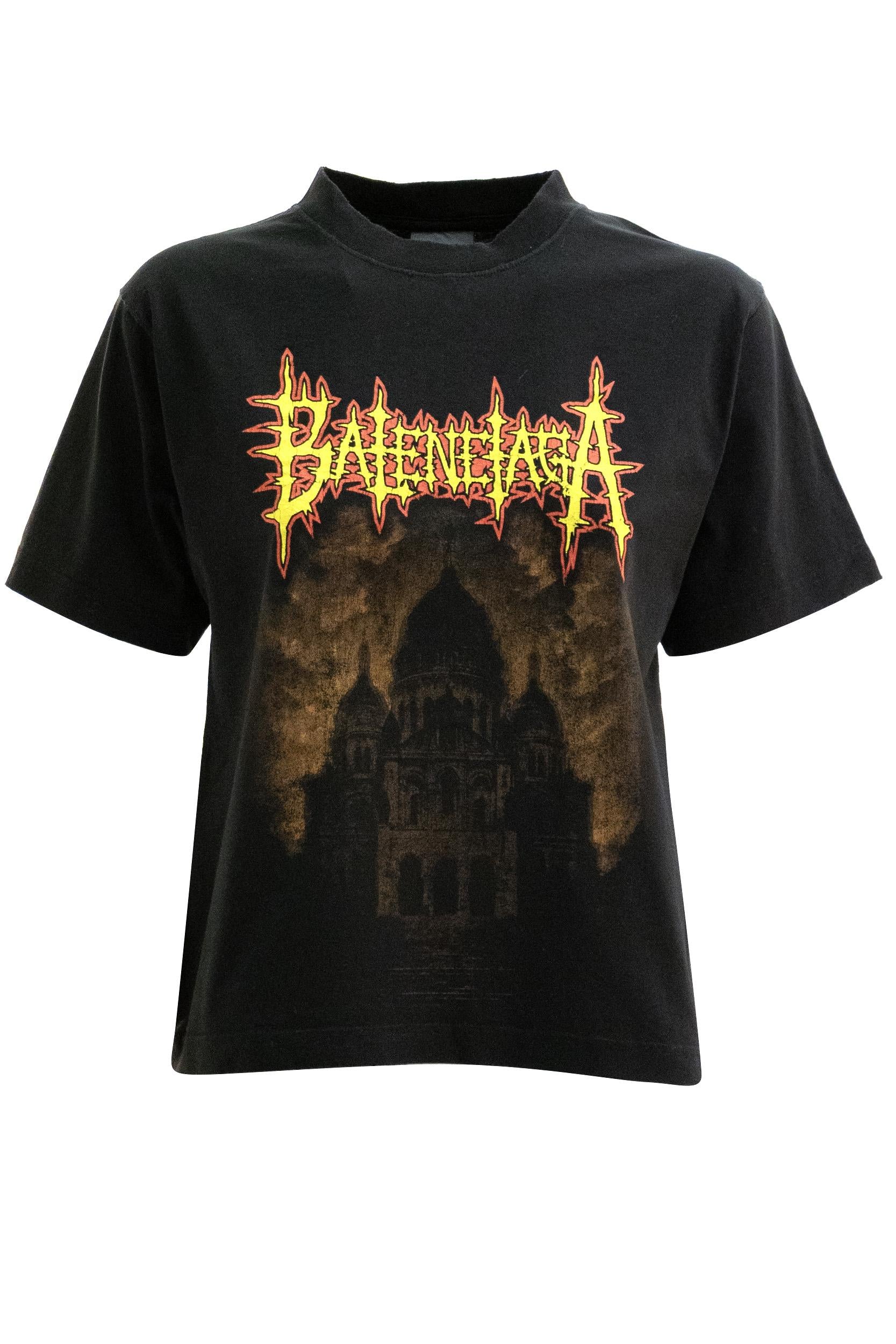 T-Shirt Balenciaga Sacré Cur in jersey dry di colore nero<BR/> 850990 TUVE4 1000 BALENCIAGA