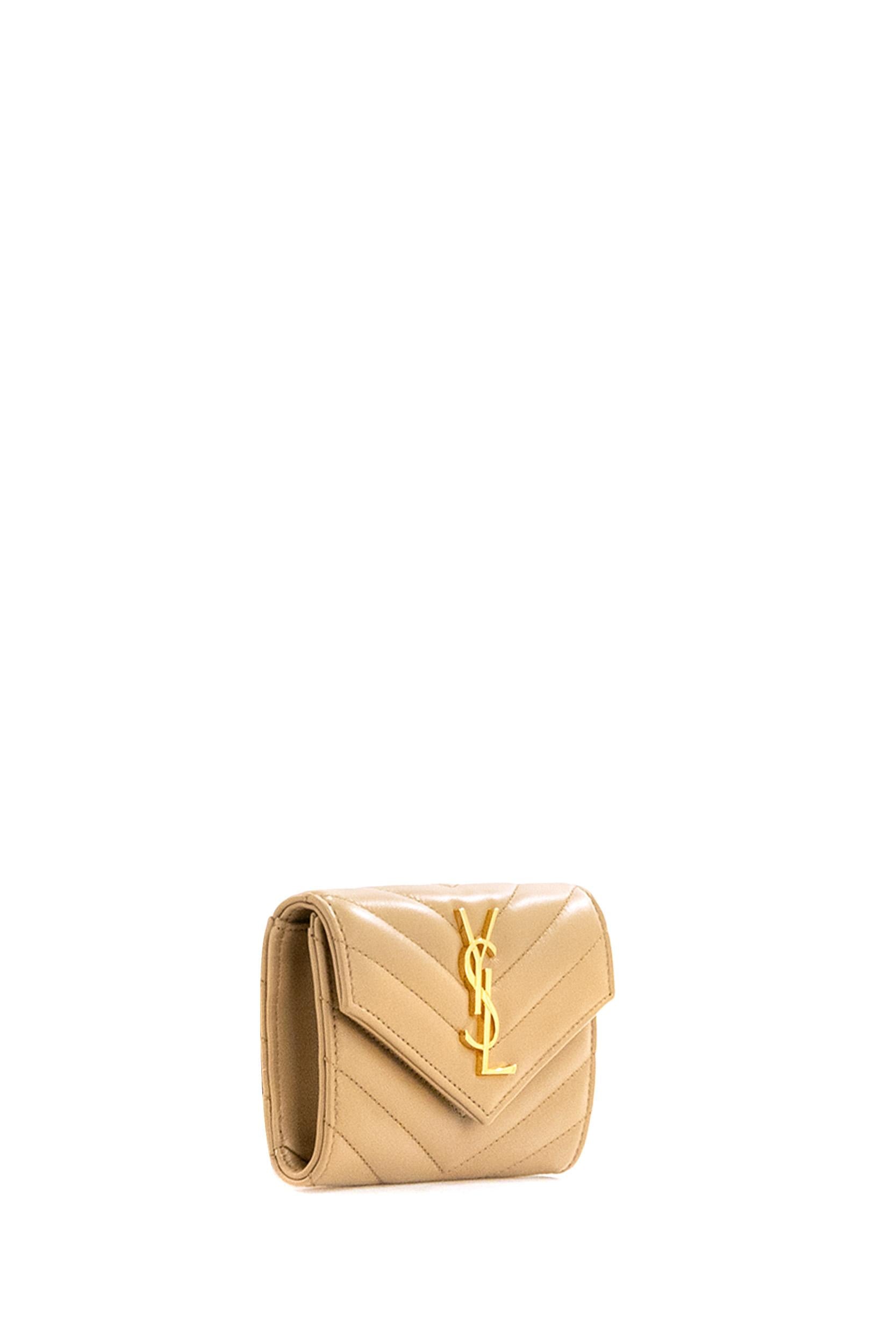 Portafoglio Cassandre in pelle matelassé color rosa cipria <BR/> 414404 AAA44 2357 SAINT LAURENT