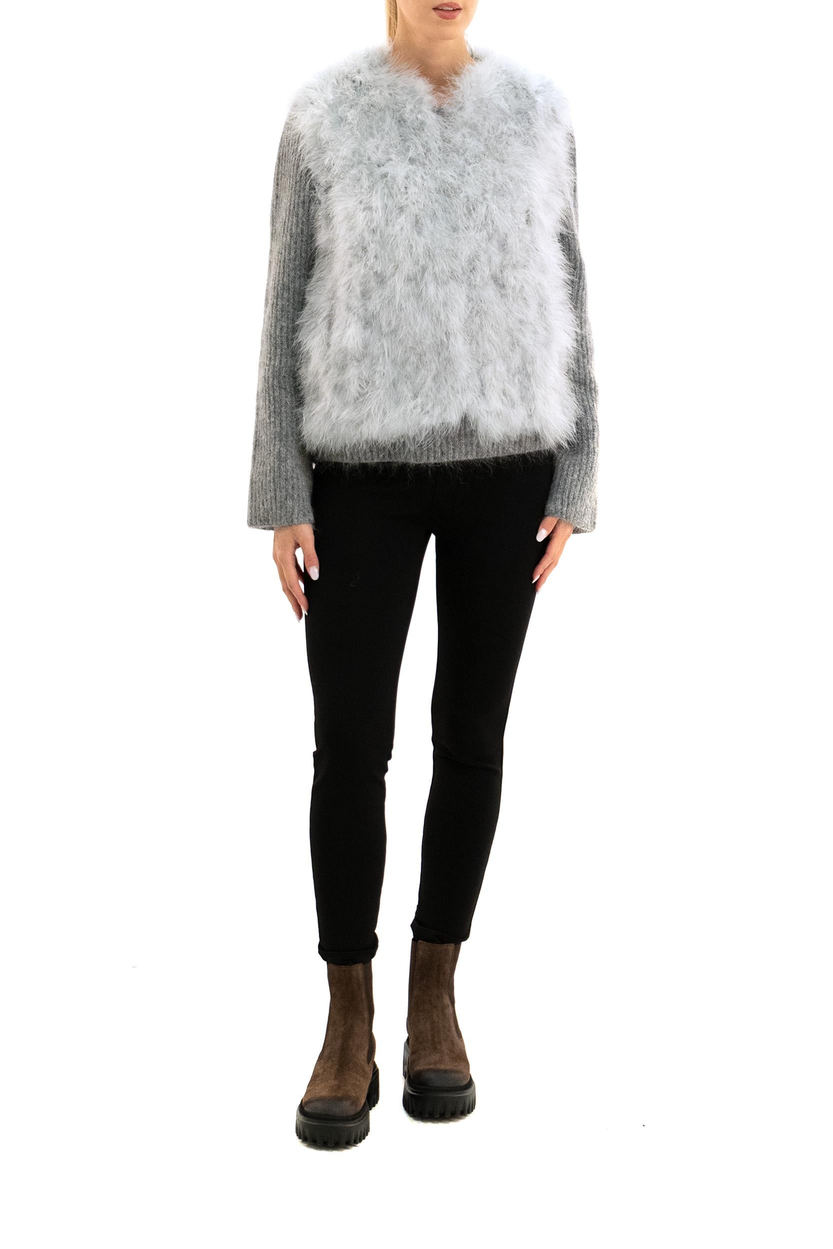 Gilet in piuma color grigio<BR/> 23WAG15355PLUX A9126 YVES SALOMON