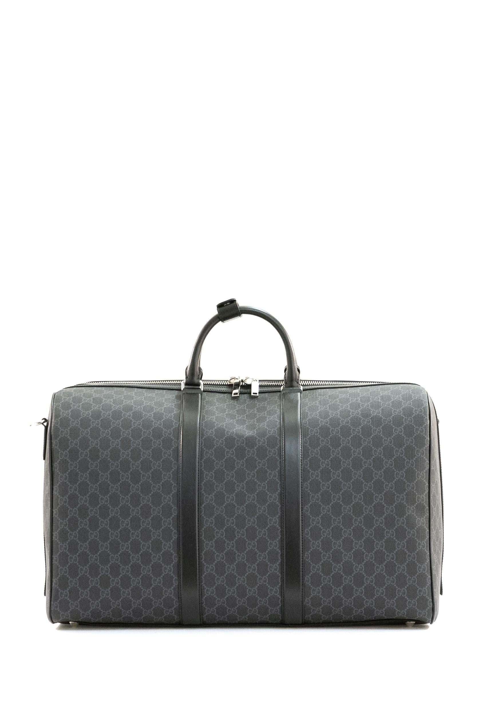 Borsa da viaggio large in tessuto GG Supreme di colore nero e grigio<BR/> 792075 FADJA 1042 GUCCI
