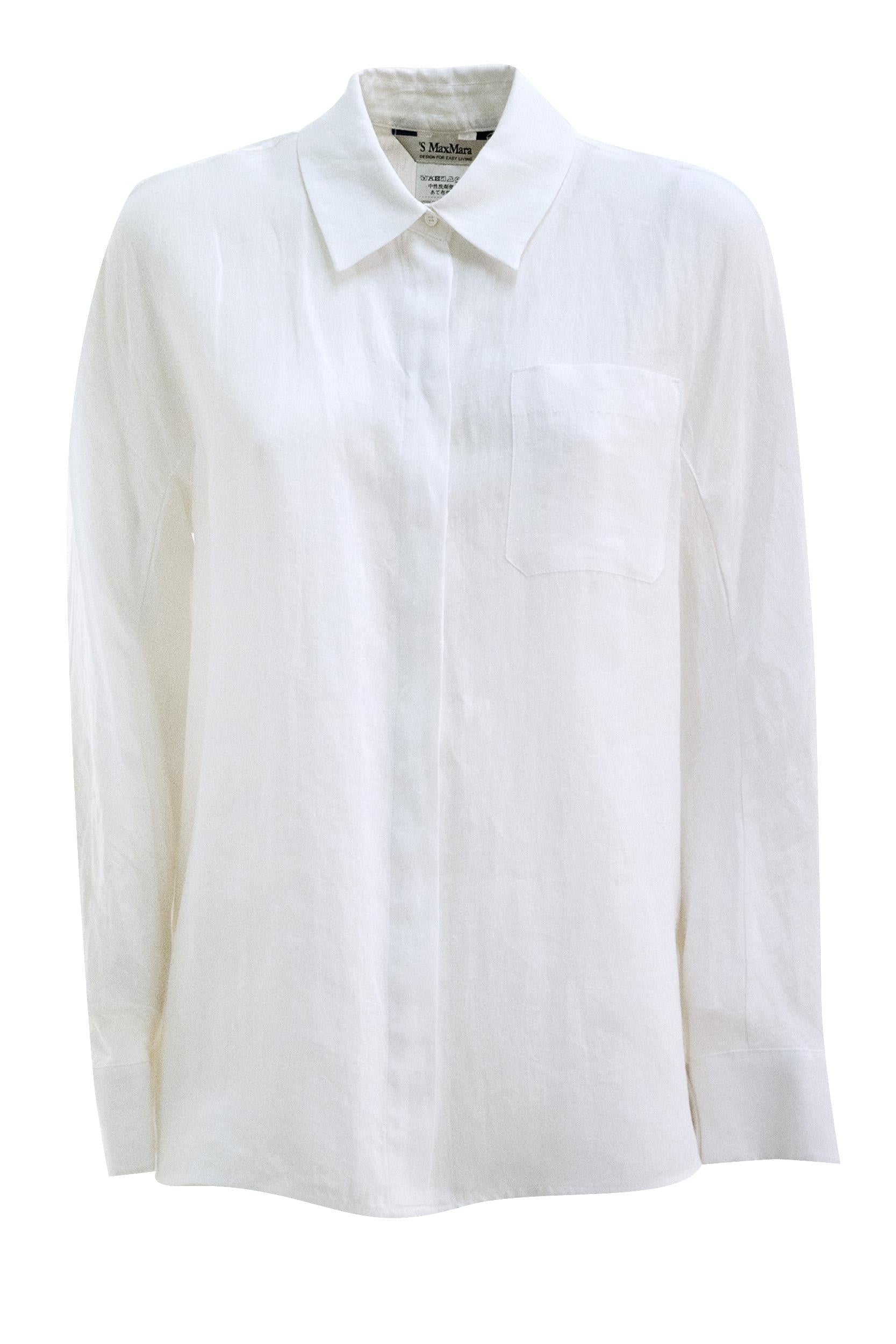 Camicia in lino di colore bianco<BR/> SMMGALA 006 S MAX MARA