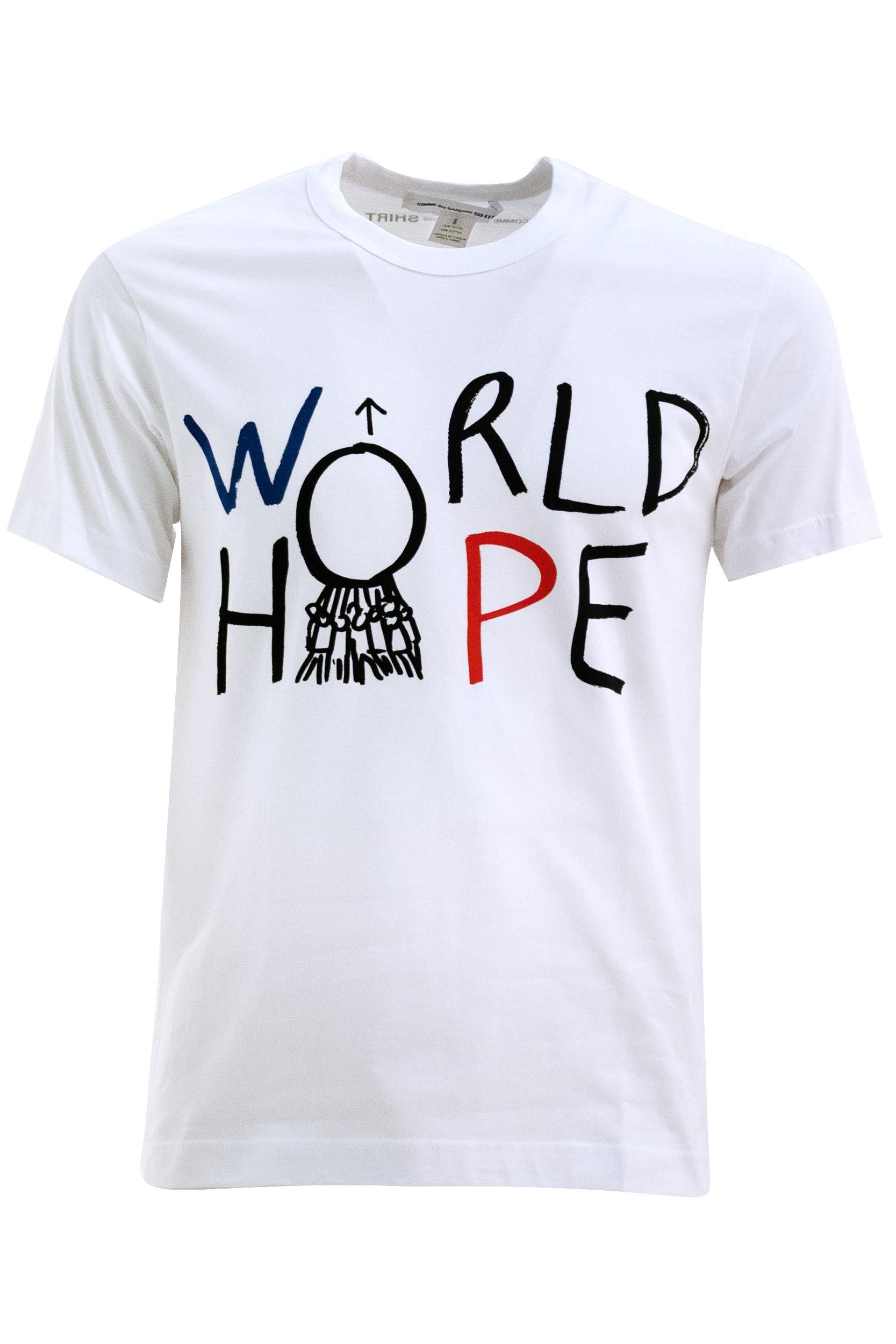 T-shirt in cotone di colore bianco<BR/> FQ-T029 1 CDG SHIRT