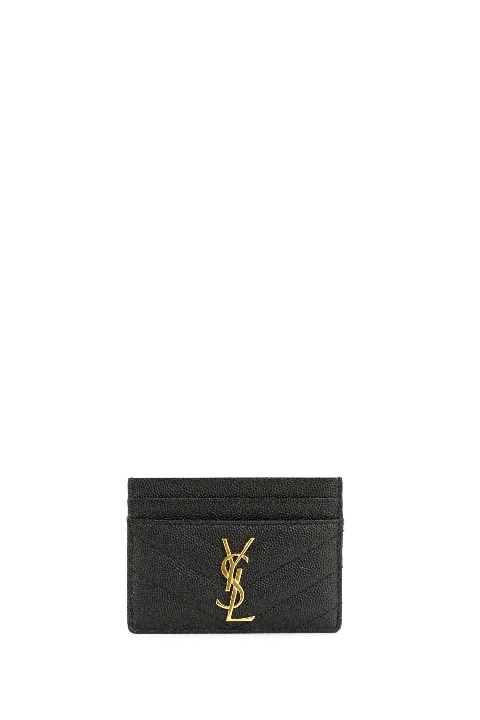 Porta carte Cassandre in pelle matelassé color nero<BR/> 423291 BOW01 1000 SAINT LAURENT