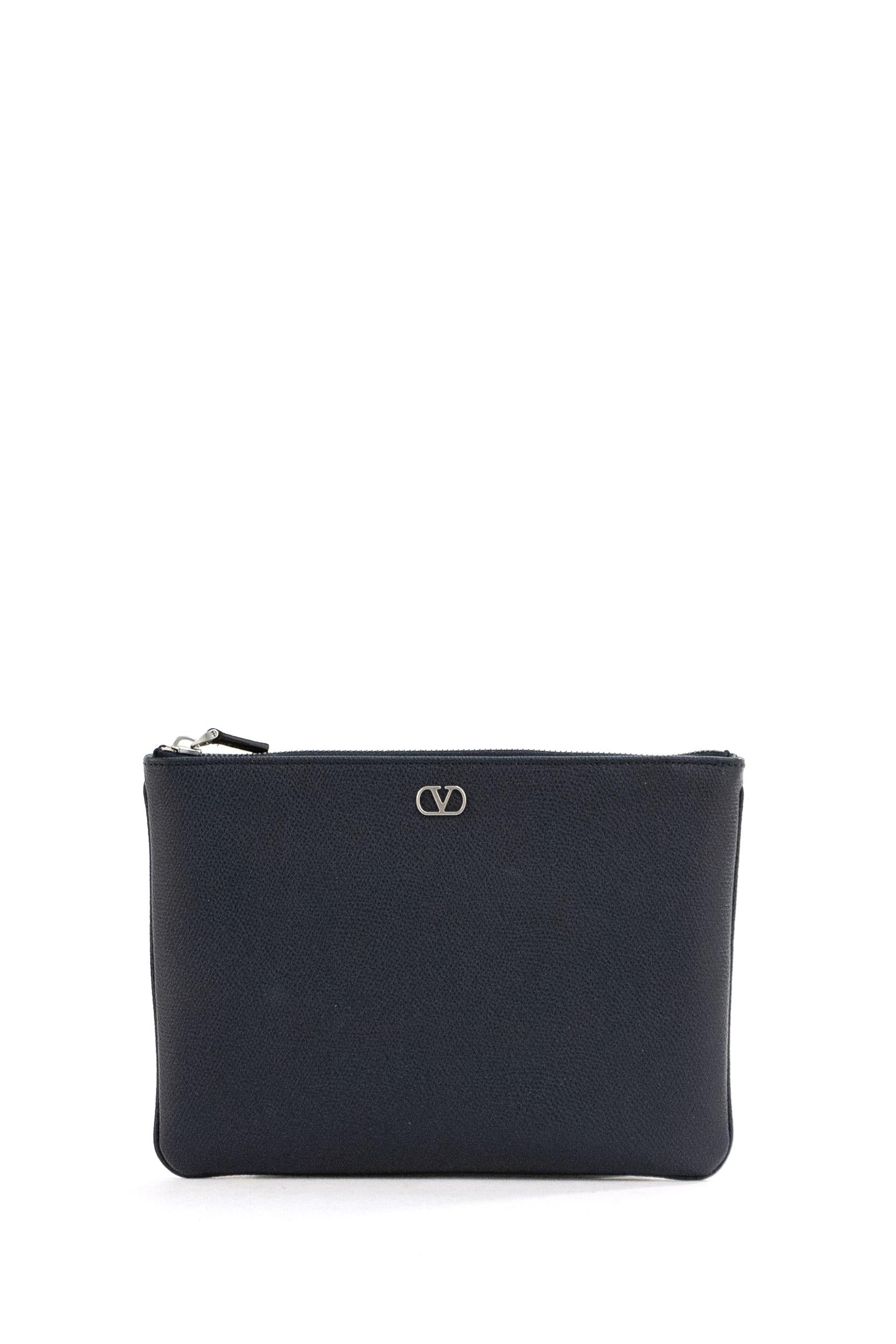 Pouch in pelle granata di colore blu<BR/> 8Y2P0AP5UAG M30 VALENTINO GARAVANI