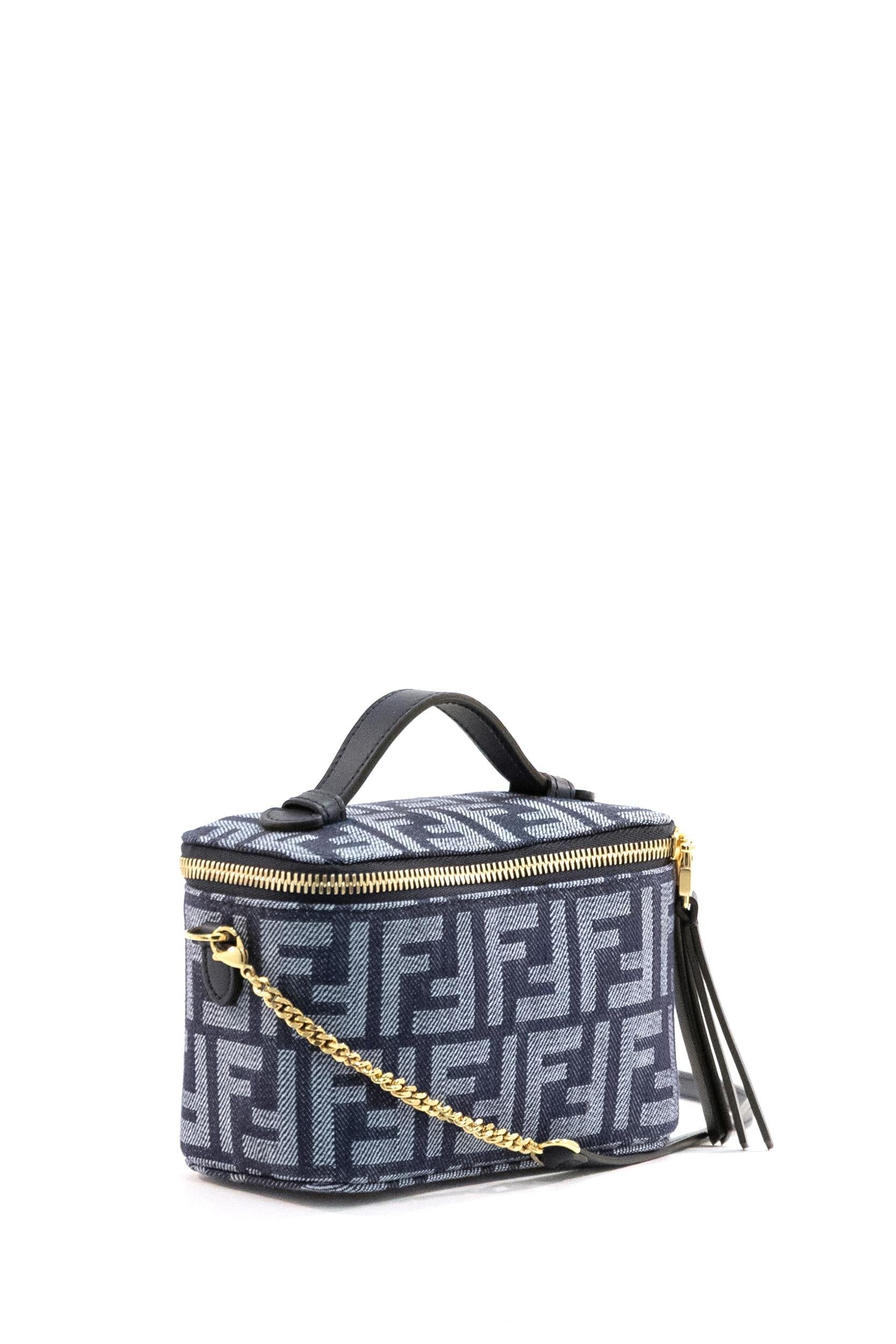 Borsa Fendi Vanity in jacquard FF effetto denim blu scuro<BR/> 8BS108 AWVA F0NAP FENDI