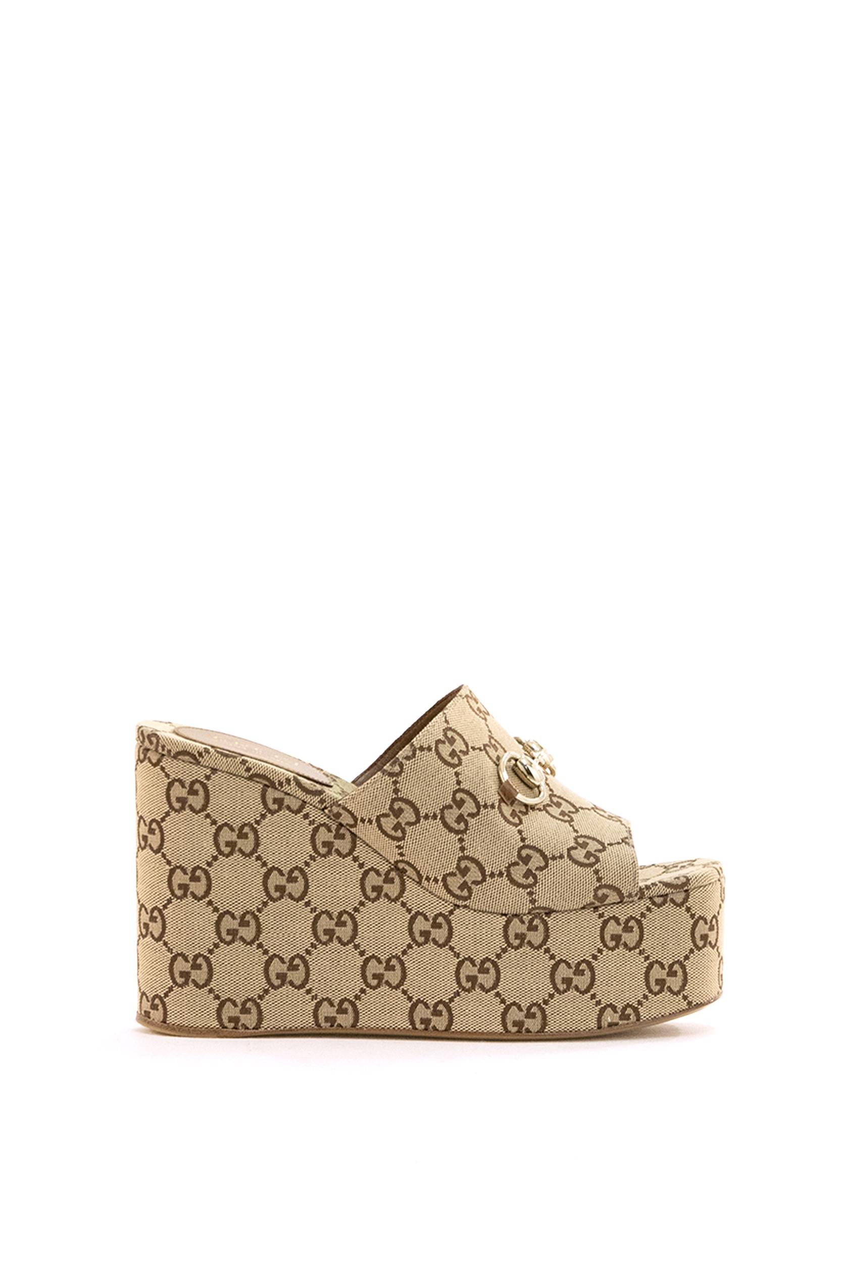 Sandali con Zeppa e Morsetto<BR/> 816328 FAB10 2547 GUCCI
