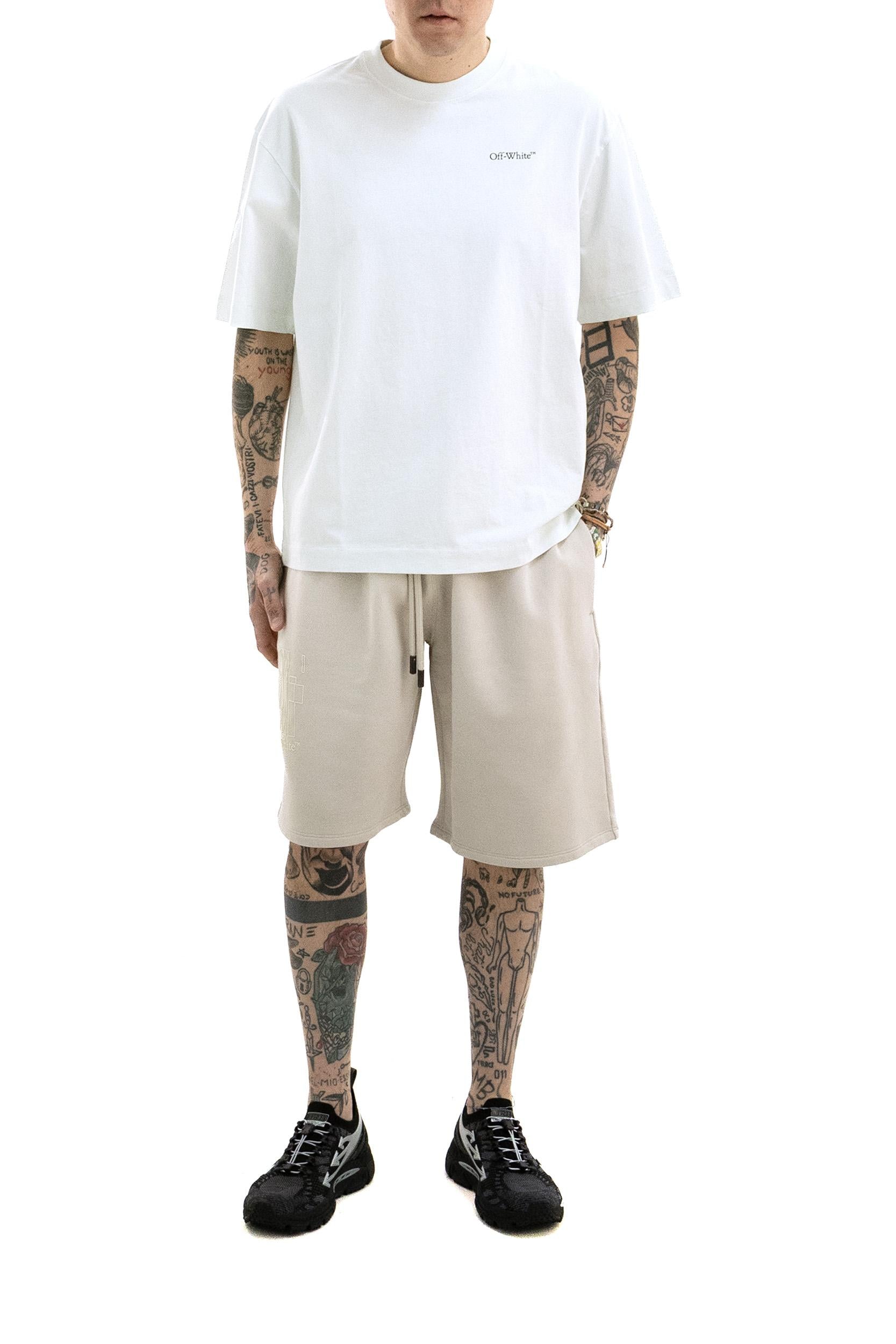 T-shirt in cotone di colore bianco<BR/> 44MAA120S26J008332 BLUEWASH OFF WHITE