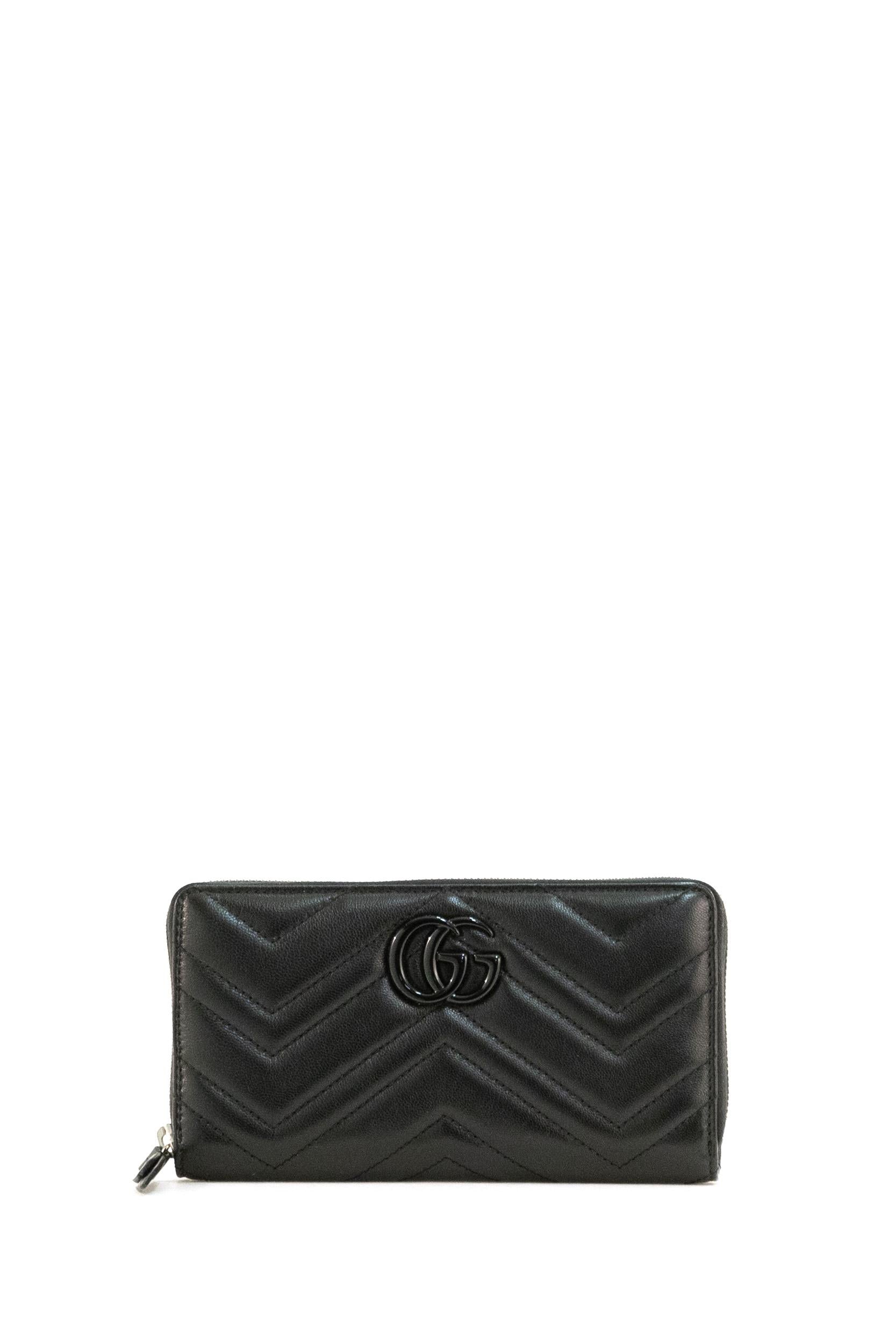 Portafoglio GG Marmont in pelle di colore nero<BR/> 443123 AAF9K 1000 GUCCI