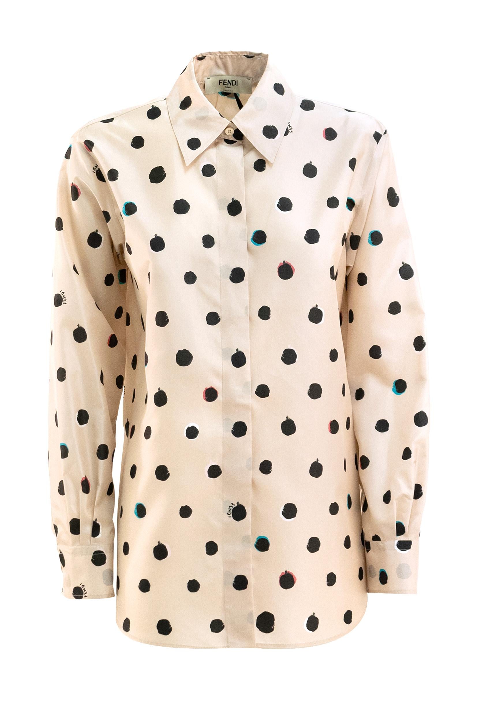 Camicia a Pois in Taffetà di Seta<BR/> FS8312 AVJQ F1UKB FENDI