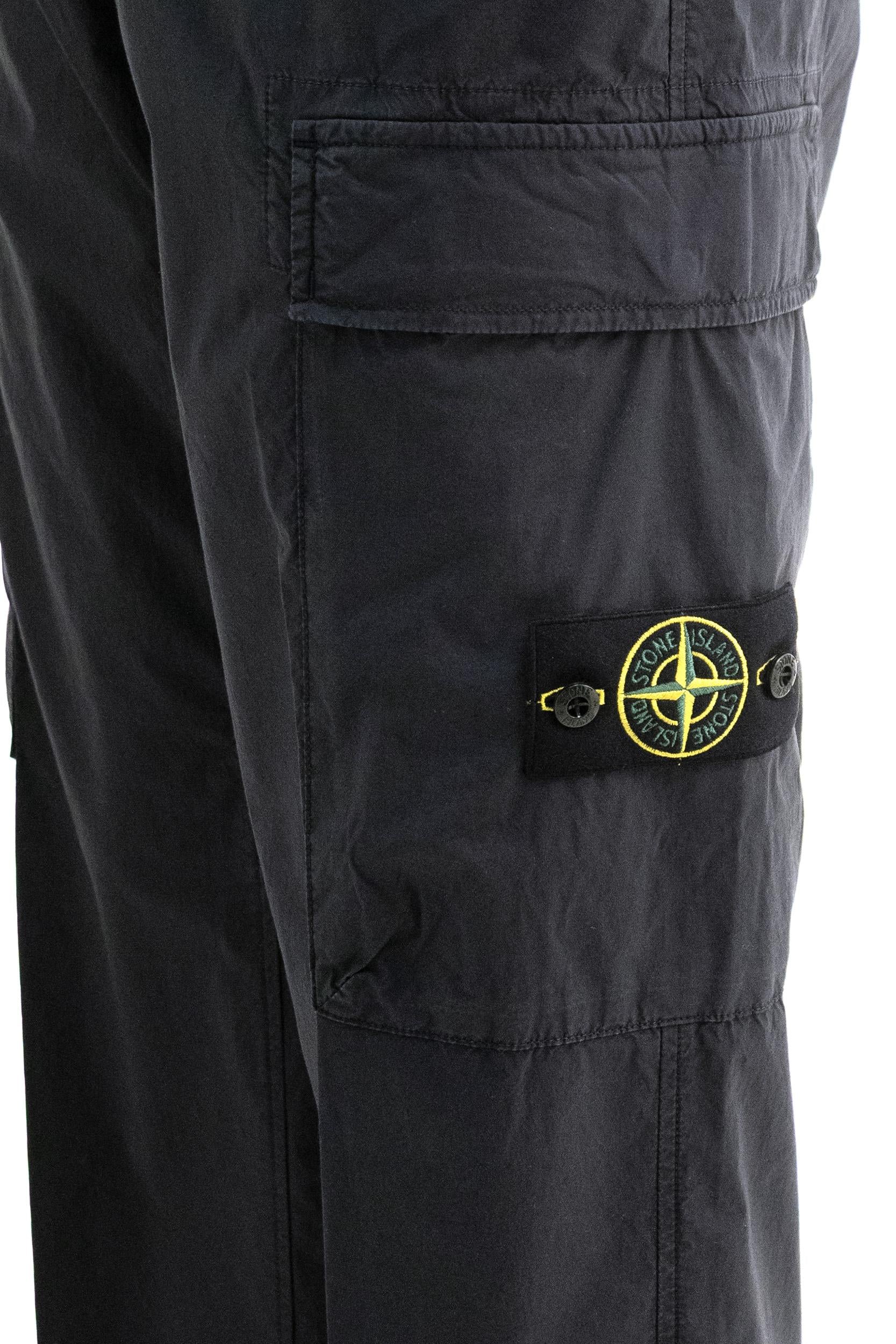 Pantaloni cargo in cotone stretch color blu<BR/> L1S153100043 S0003 V0020 STONE ISLAND