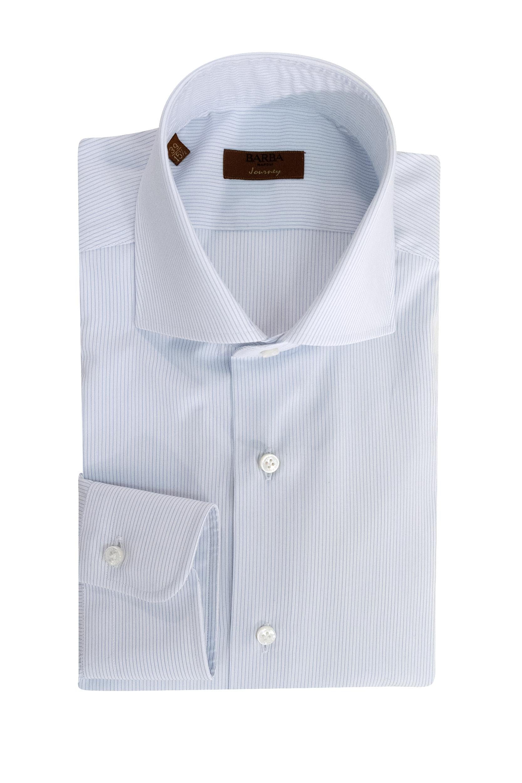 Camicia in cotone a righe di colore azzurro e bianco<BR/> I1U13P0154201.U 0001 BARBA